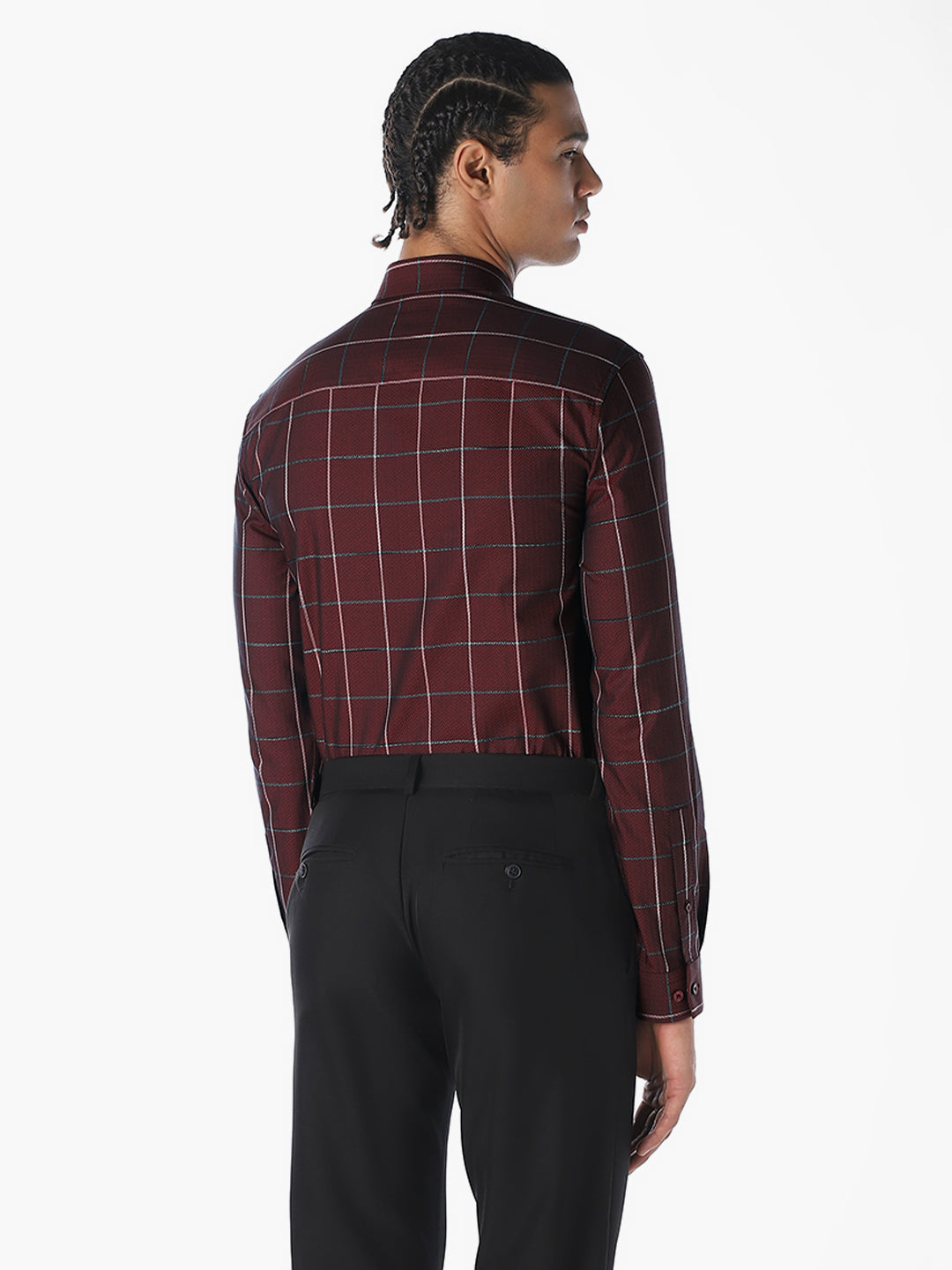 Burgundy Checked Cotton Shirt