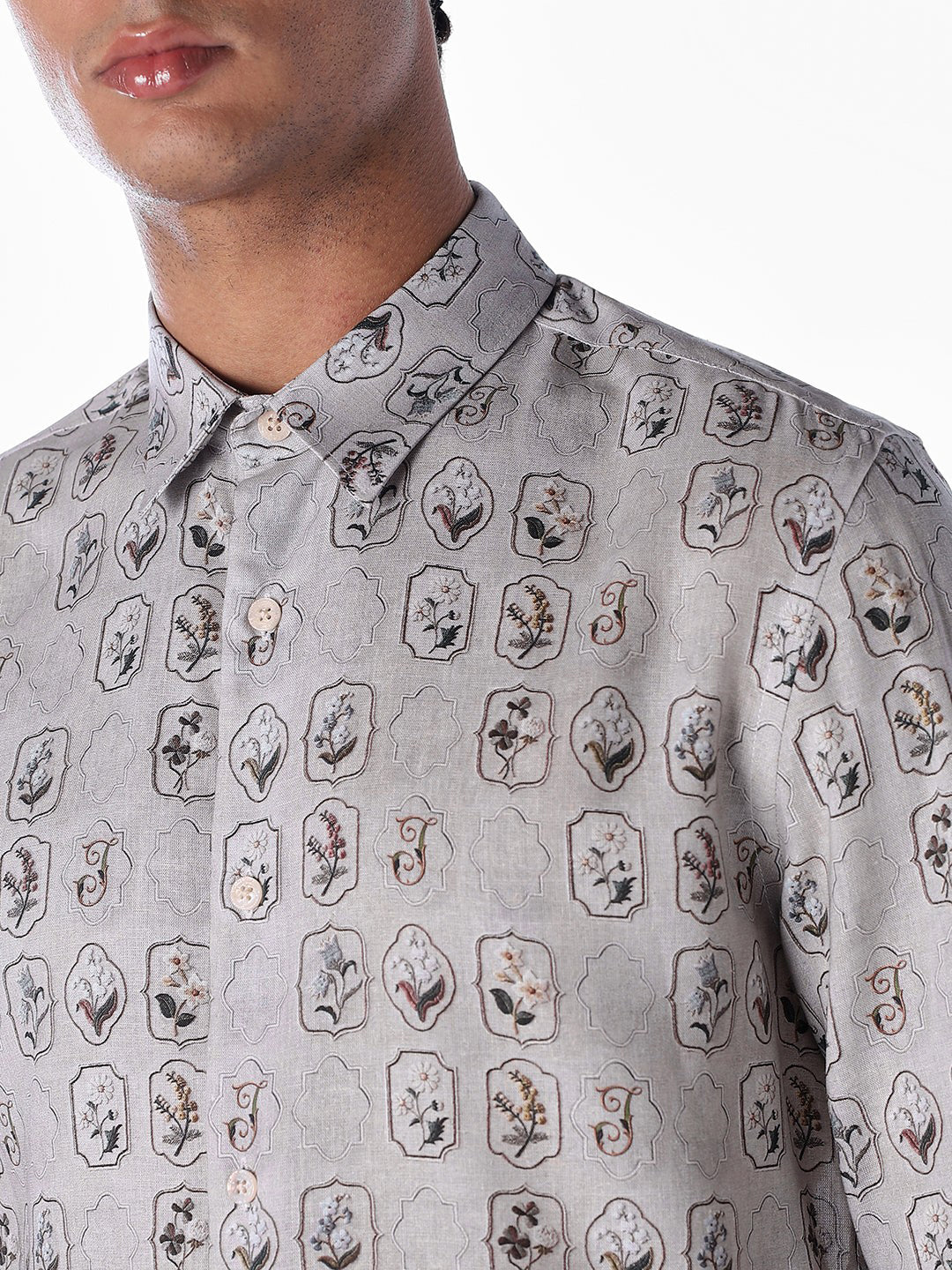 Linen Blend Printed Shirt