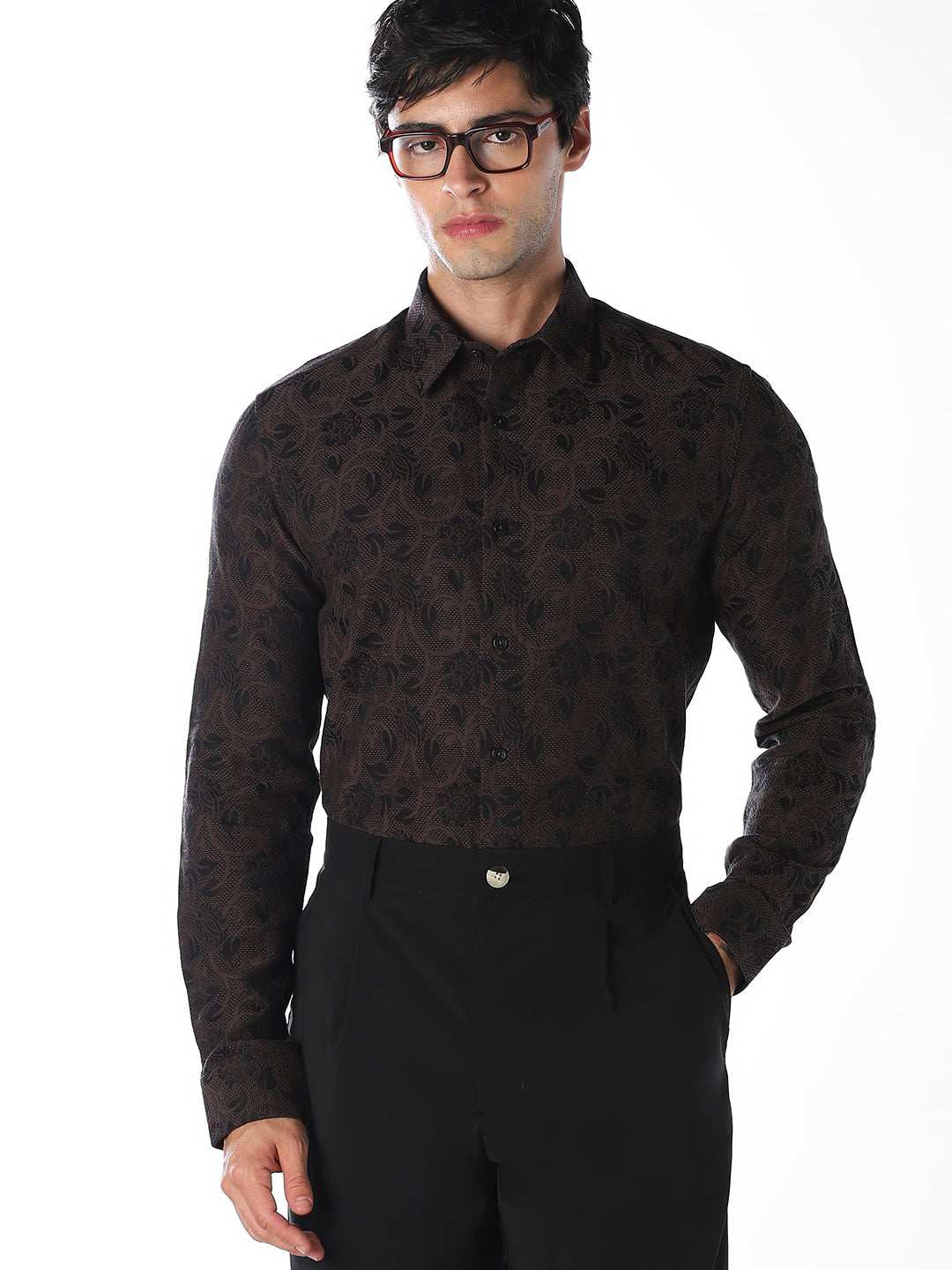 Jacquard Printed Slim Fit Shirt