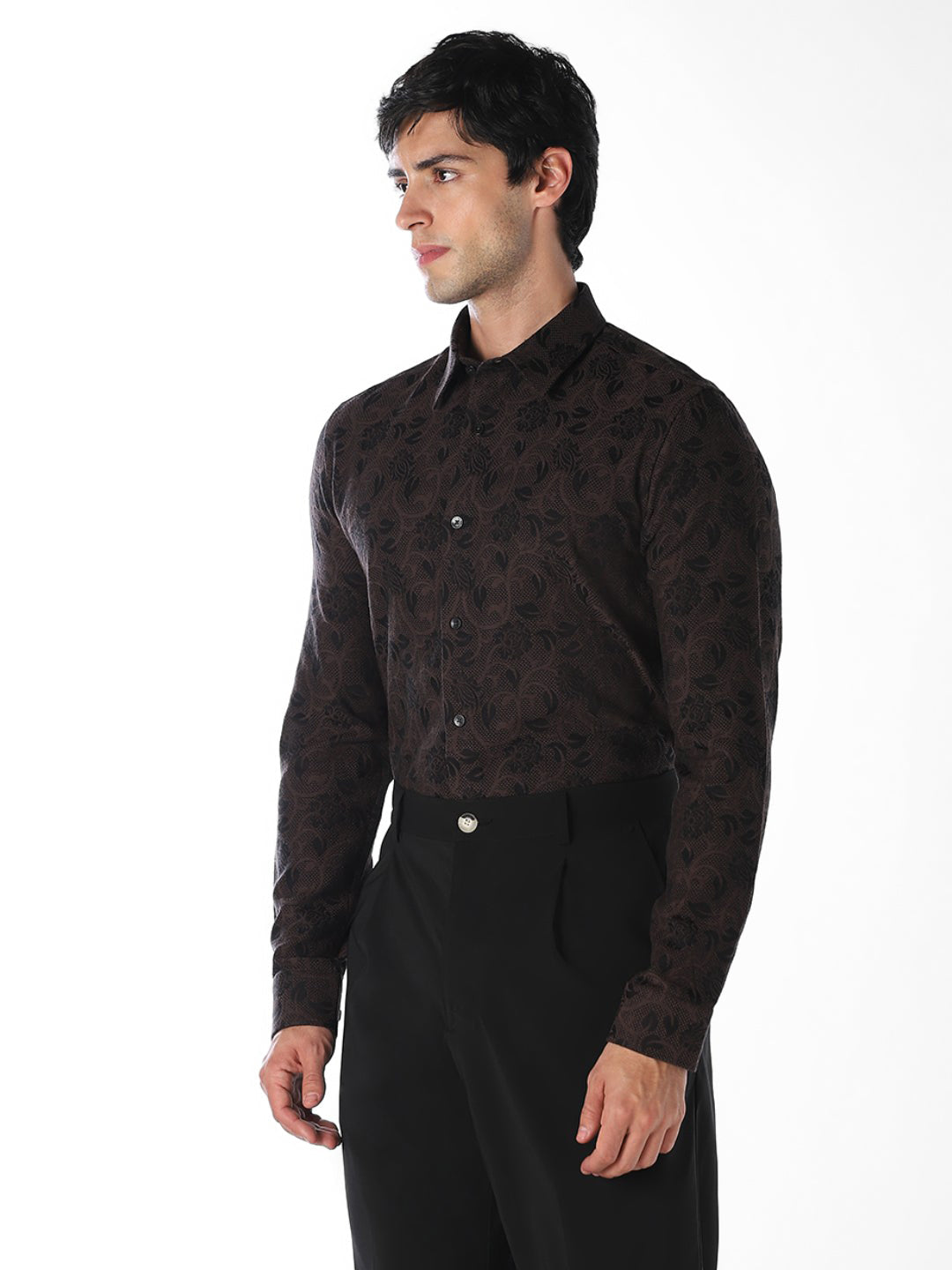 Jacquard Printed Slim Fit Shirt