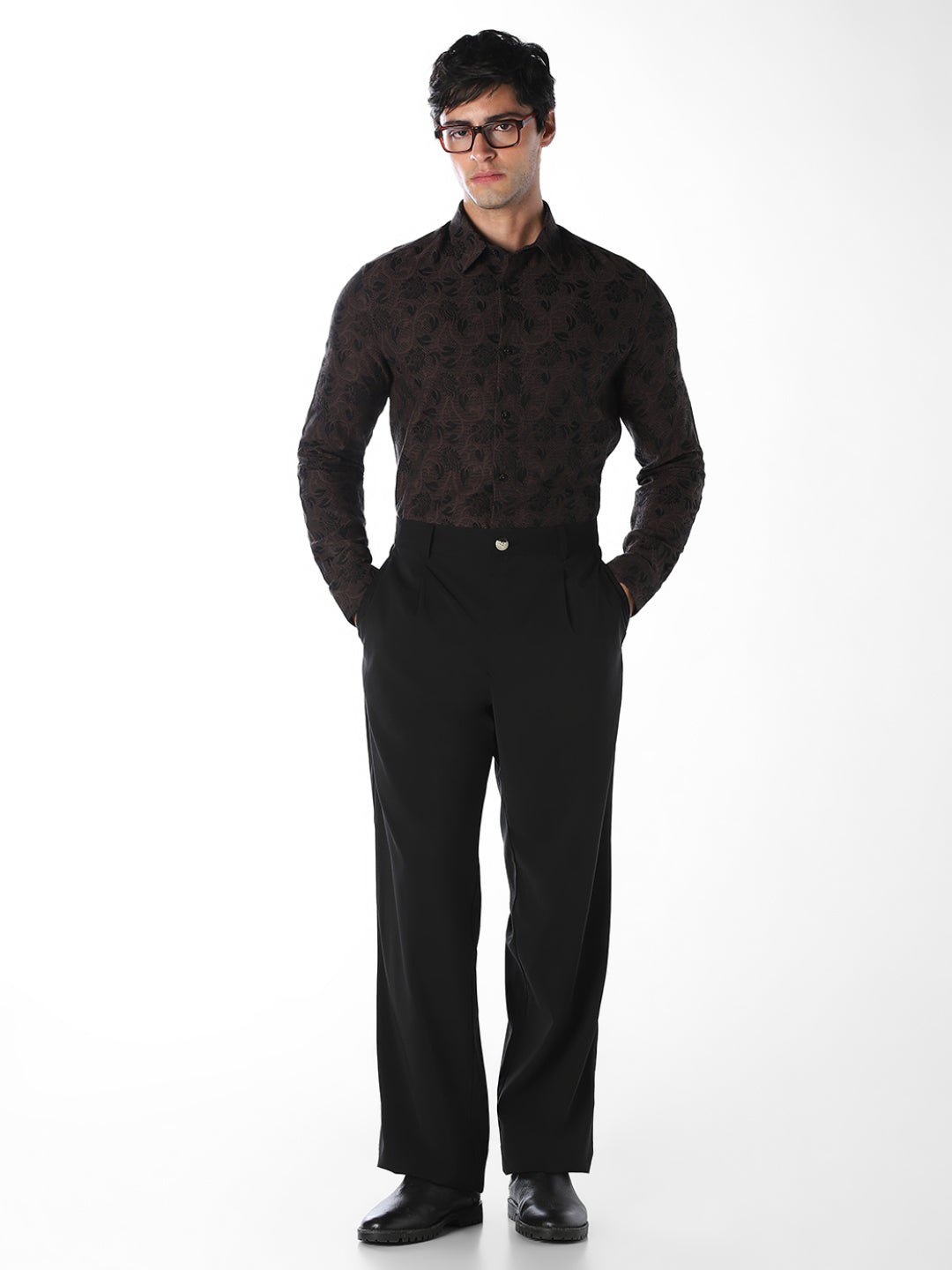 Jacquard Printed Slim Fit Shirt