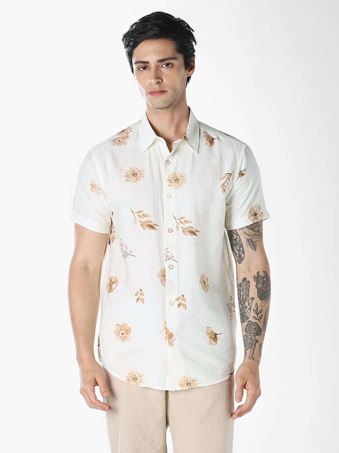 Off-White Floral Comfort Fit Shirt