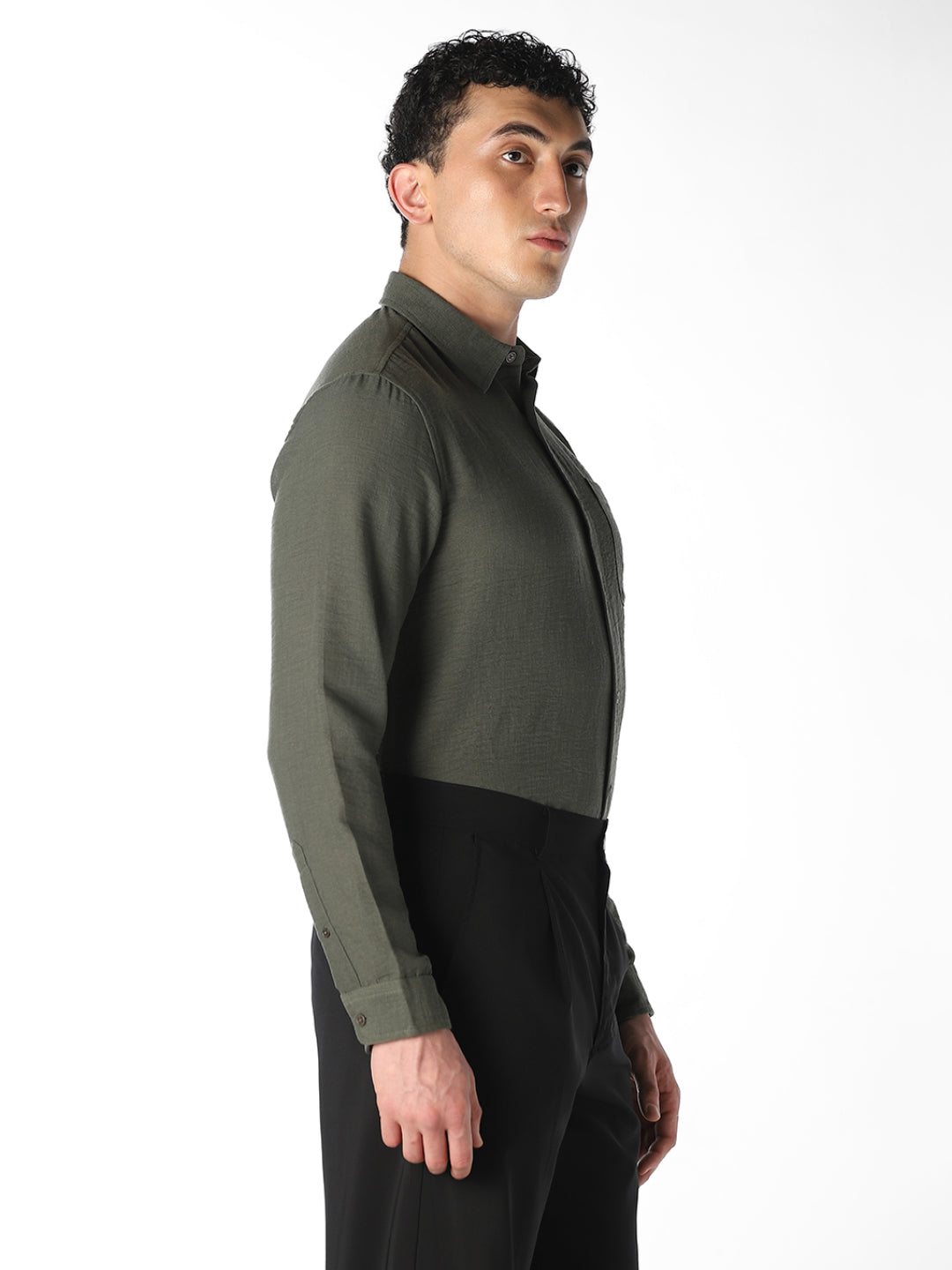 Olive Green Regular Fit Shirt