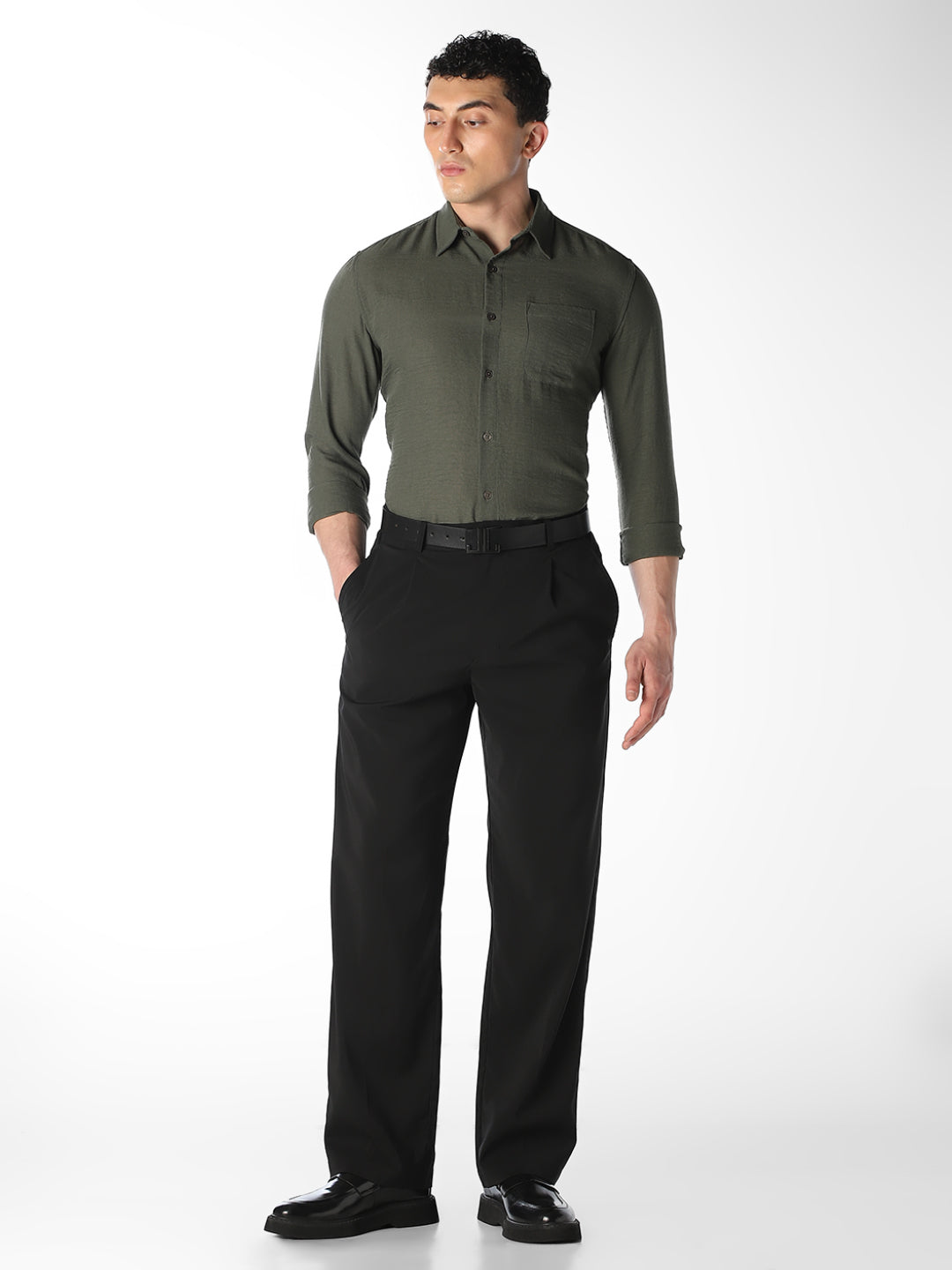 Olive Green Regular Fit Shirt