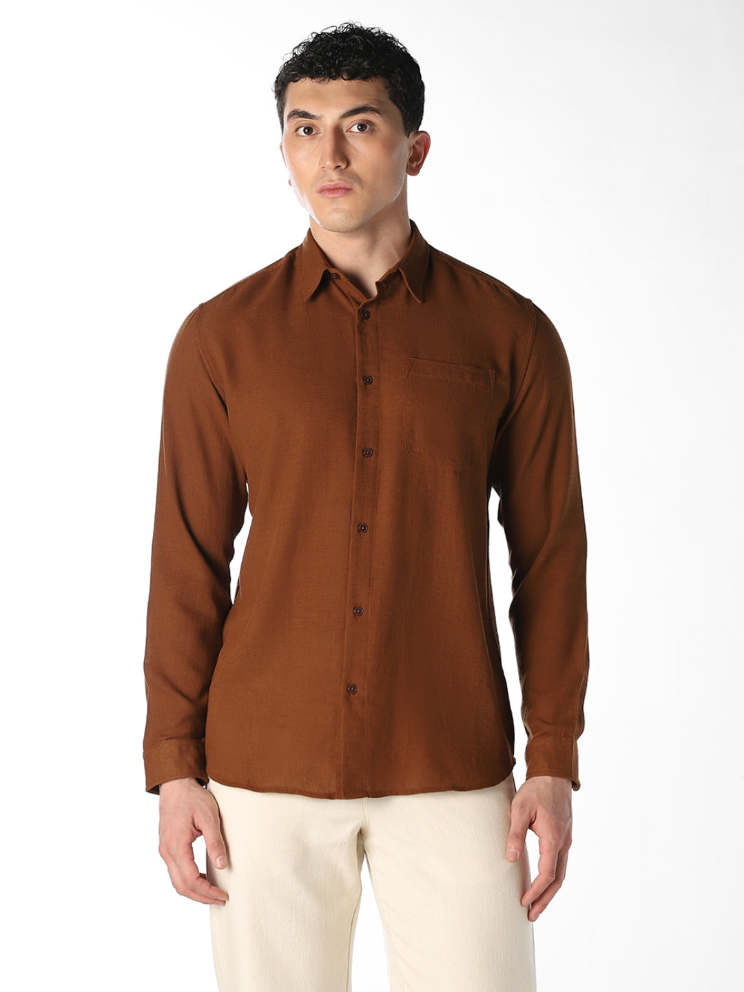 Dark Brown Regular Fit Shirt