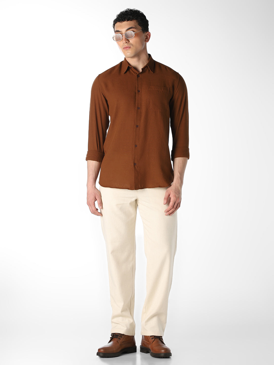 Dark Brown Regular Fit Shirt