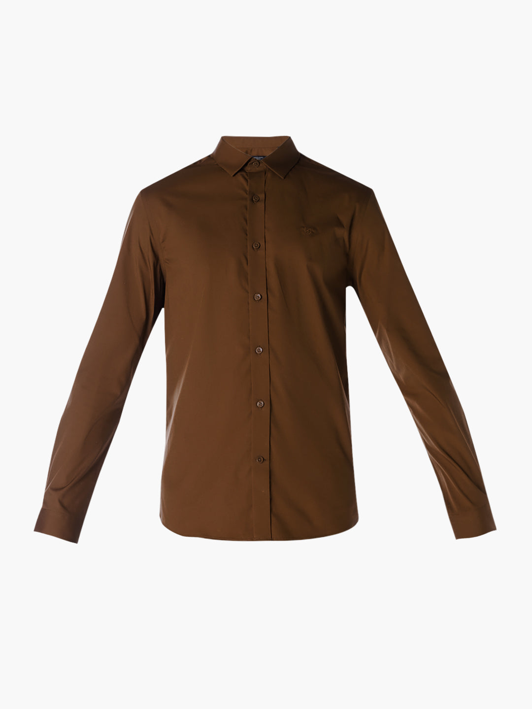 Cotton-Stretch Slim Fit Shirt - Brown