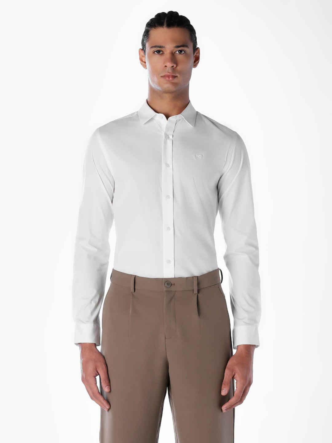 Cotton-Stretch Slim Fit Shirt - White