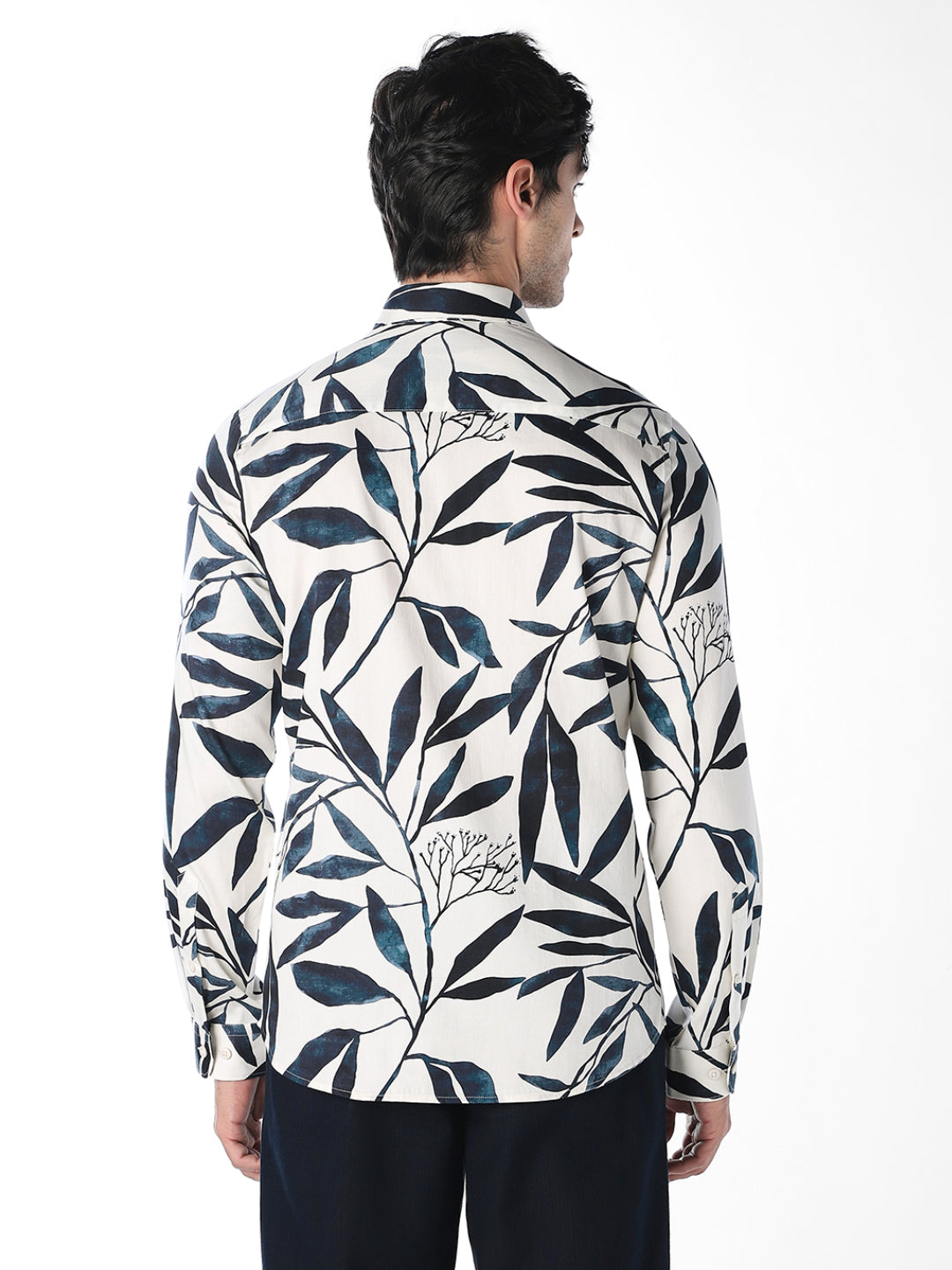 White Botanical Printed Shirt