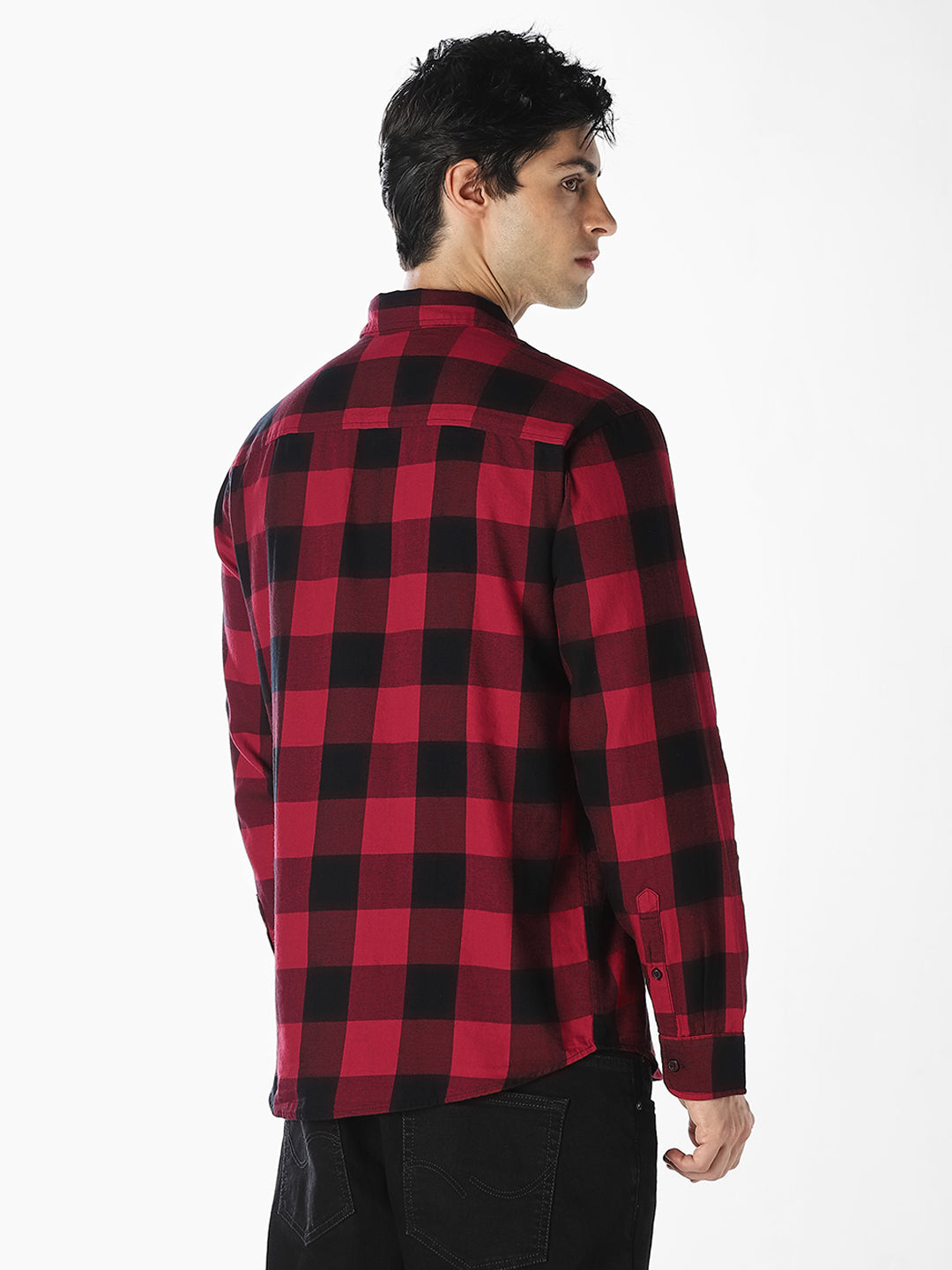 Red Gingham Check Twill Shirt