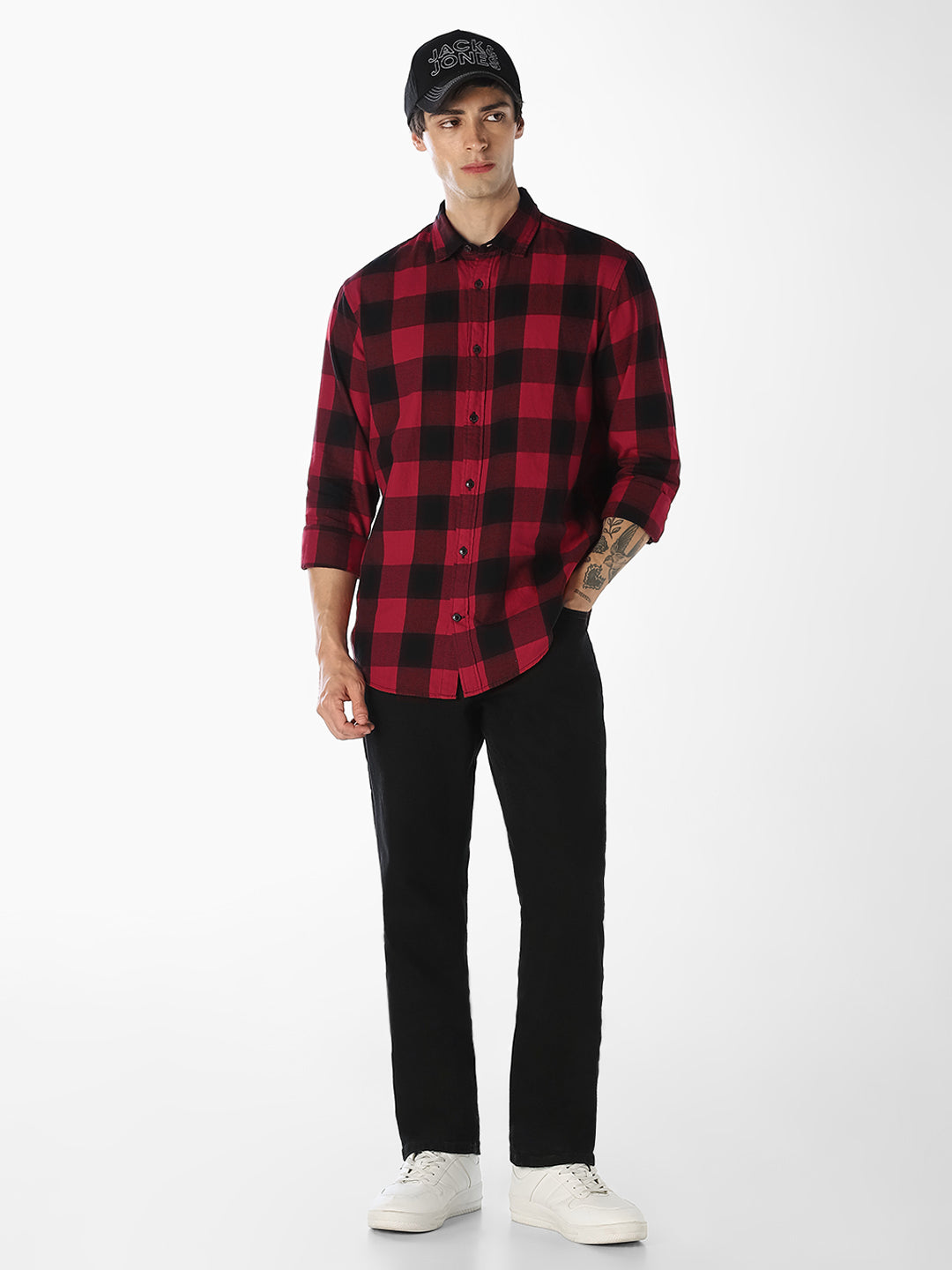 Red Gingham Check Twill Shirt