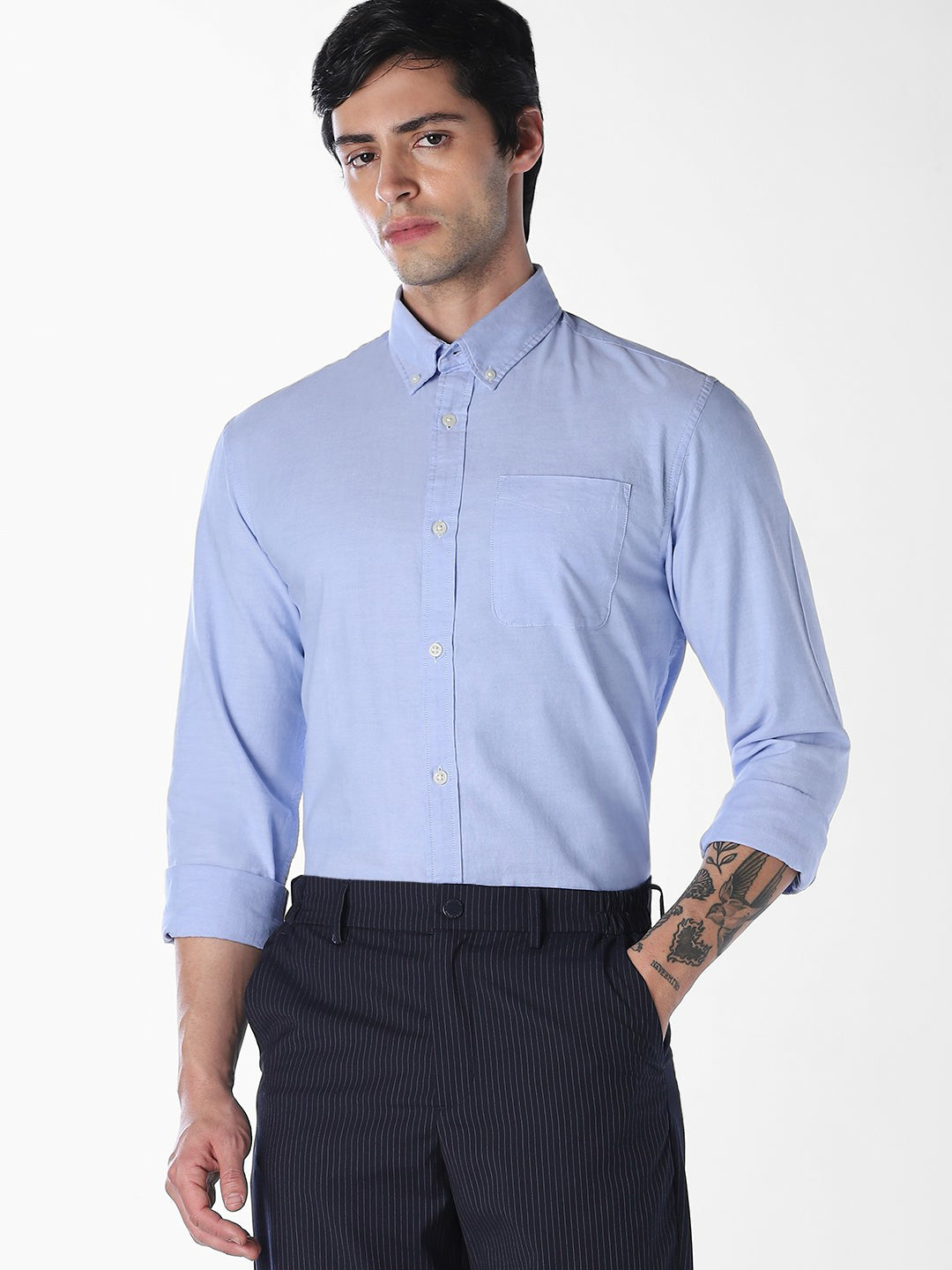 Men's Slim Fit Cotton Oxford Shirt In Cashmere Blue