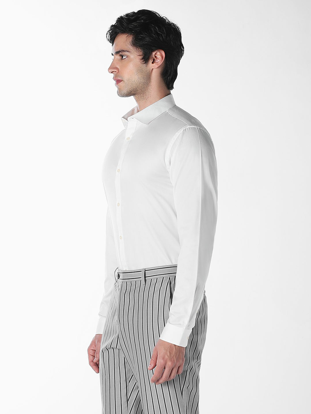 Men's White Cotton Slim Fit Solid Formal Shirt