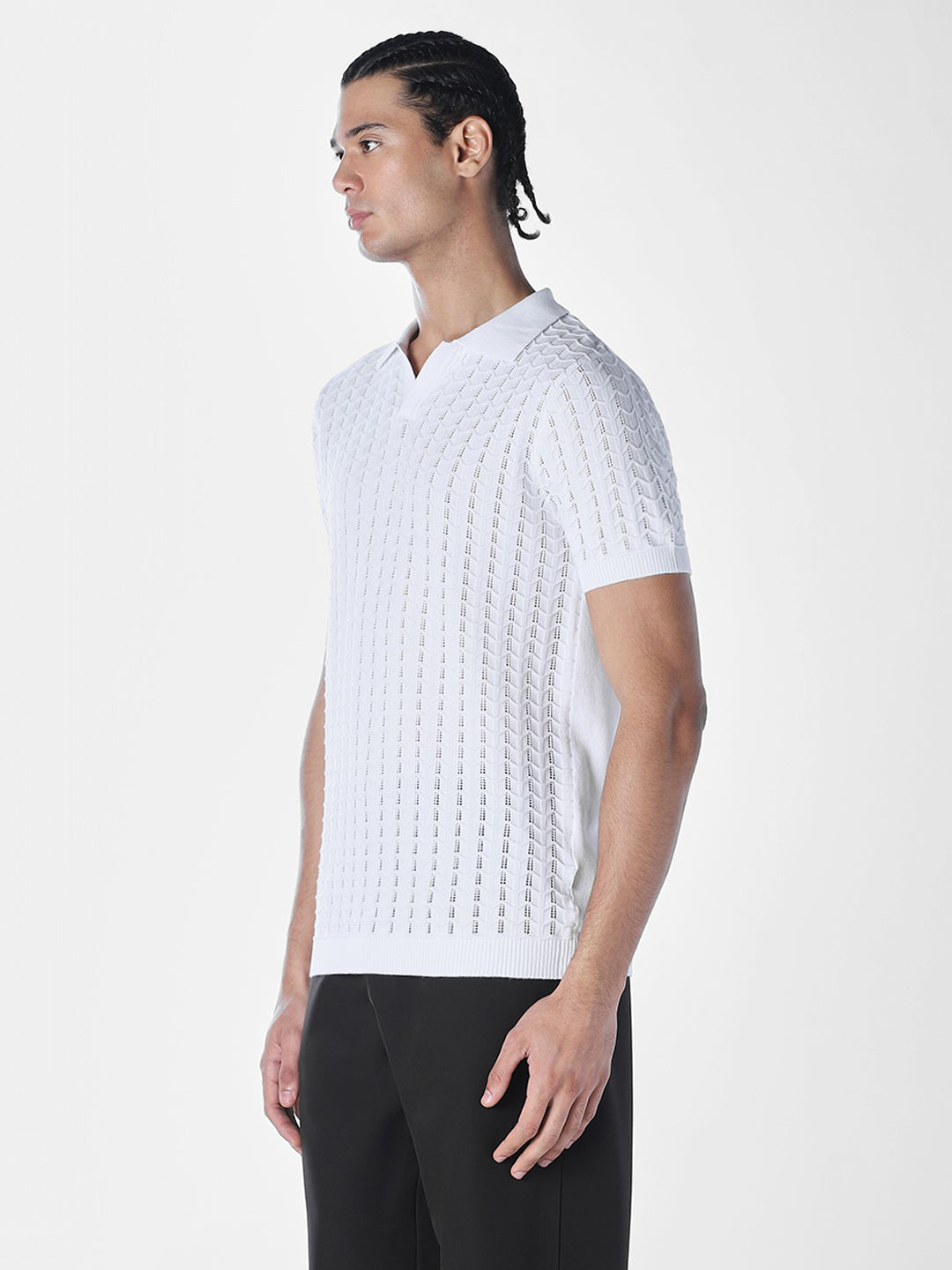 Jacquard knit Cotton Polo