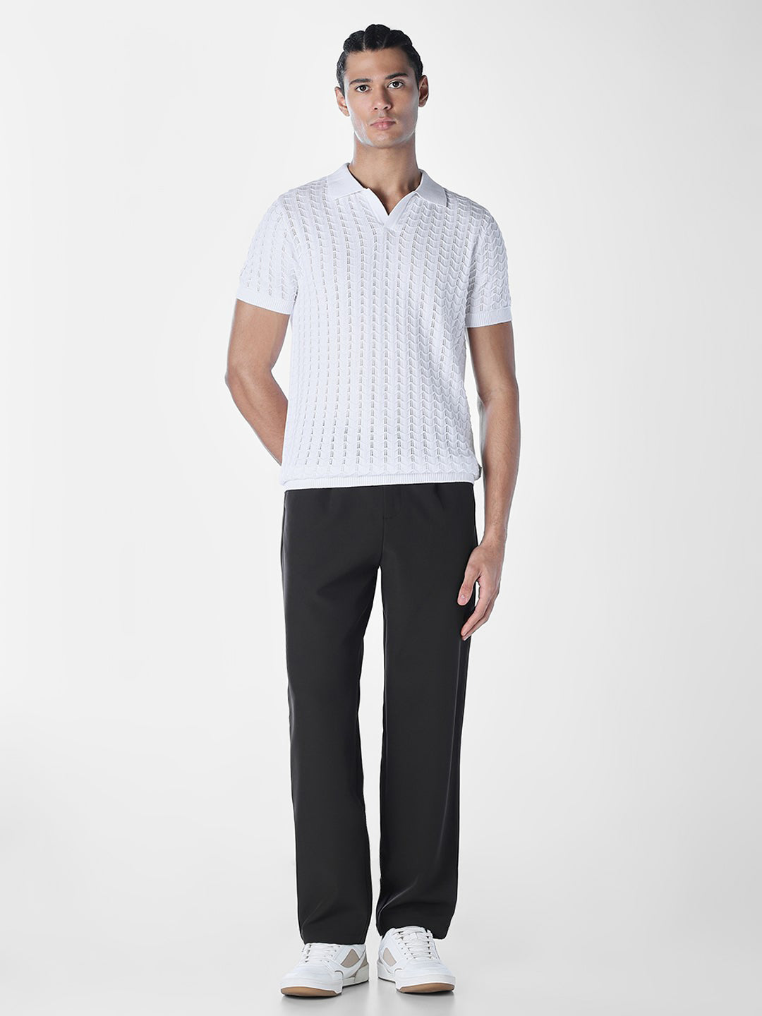 Jacquard knit Cotton Polo