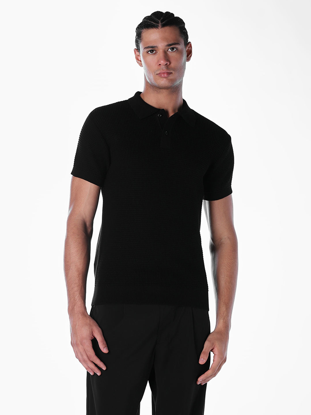Jacquard Cotton Knit Polo