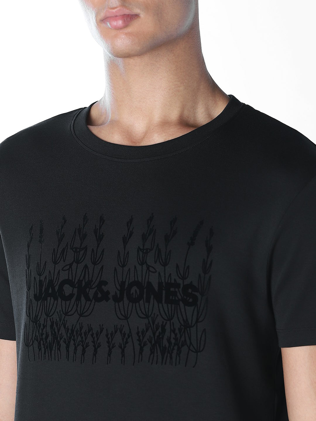 Flock Print Crew Neck T-shirt