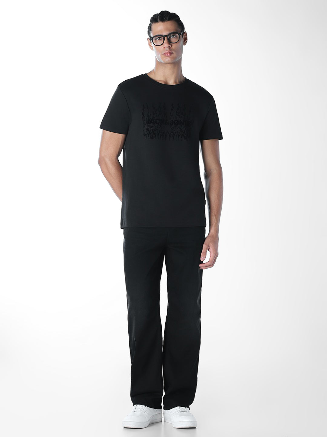 Flock Print Crew Neck T-shirt