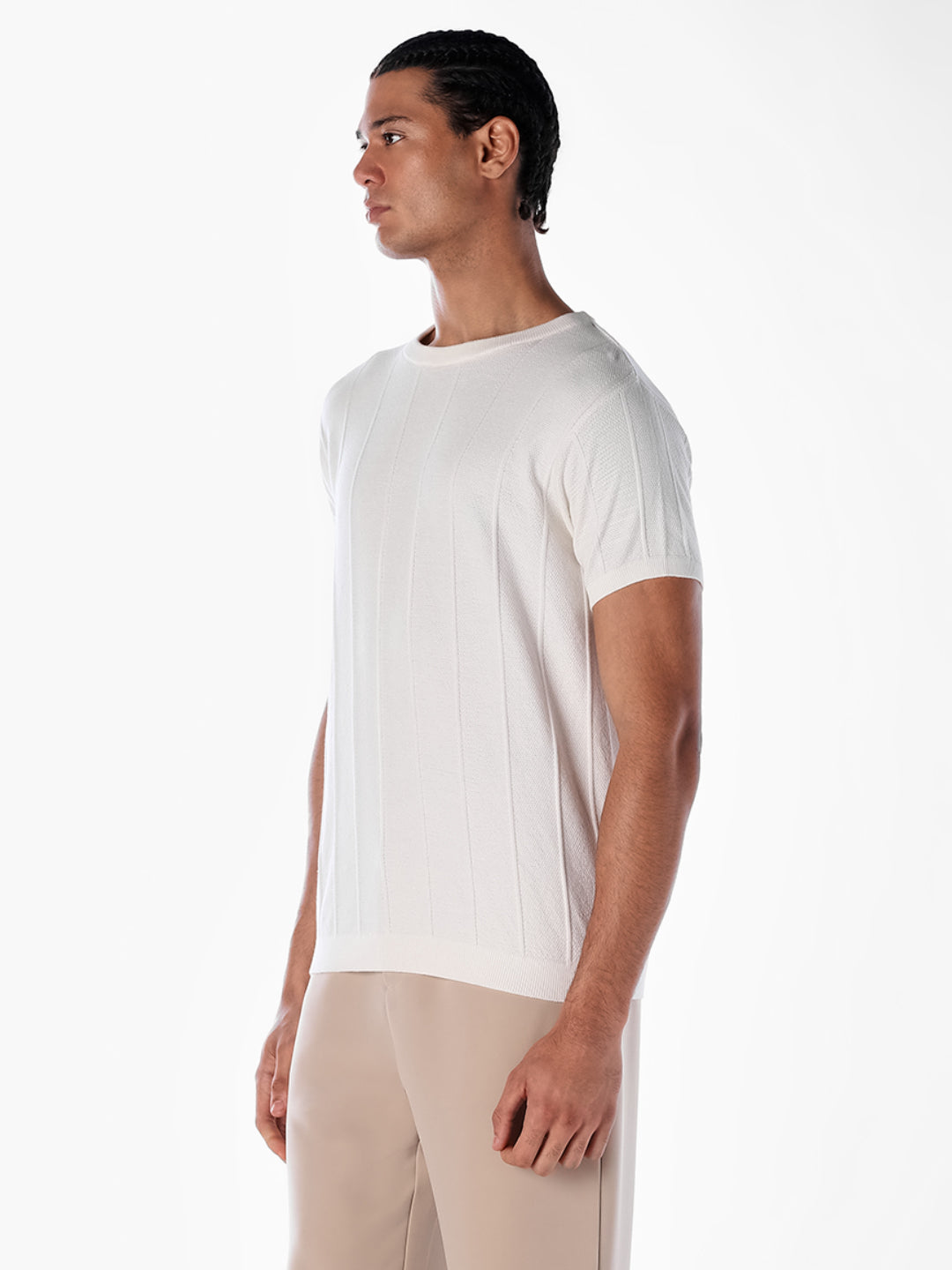 Jacquard Cotton T-shirt - White