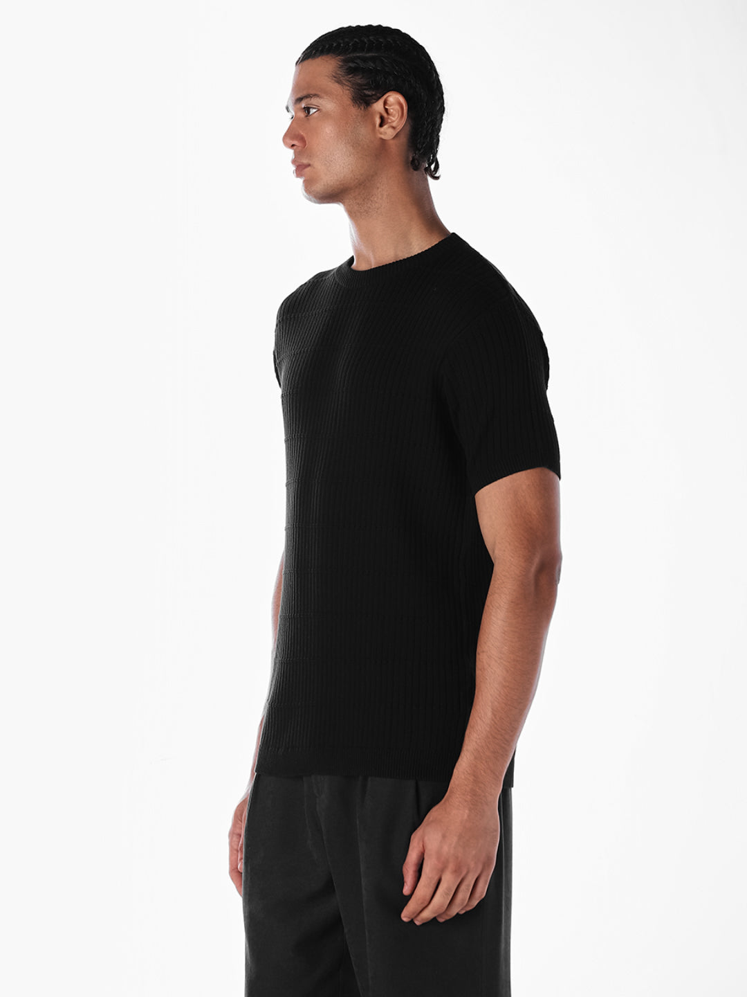 Jacquard Cotton Crew Neck T-shirt