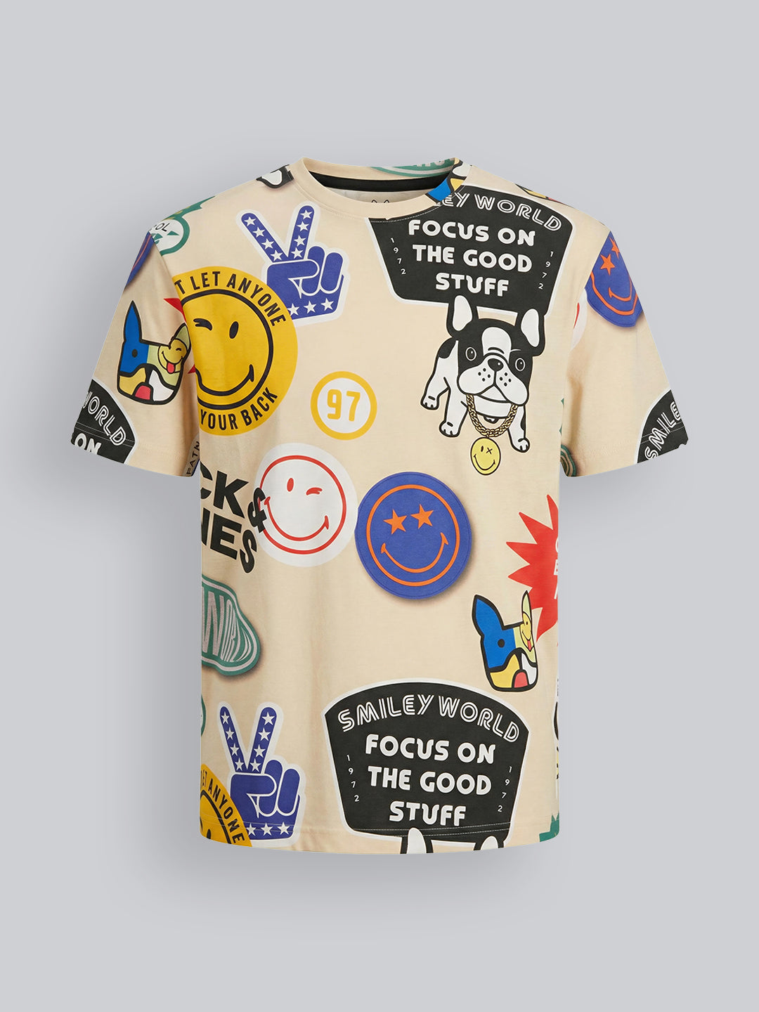 Boys Badge Printed Cotton T-shirt