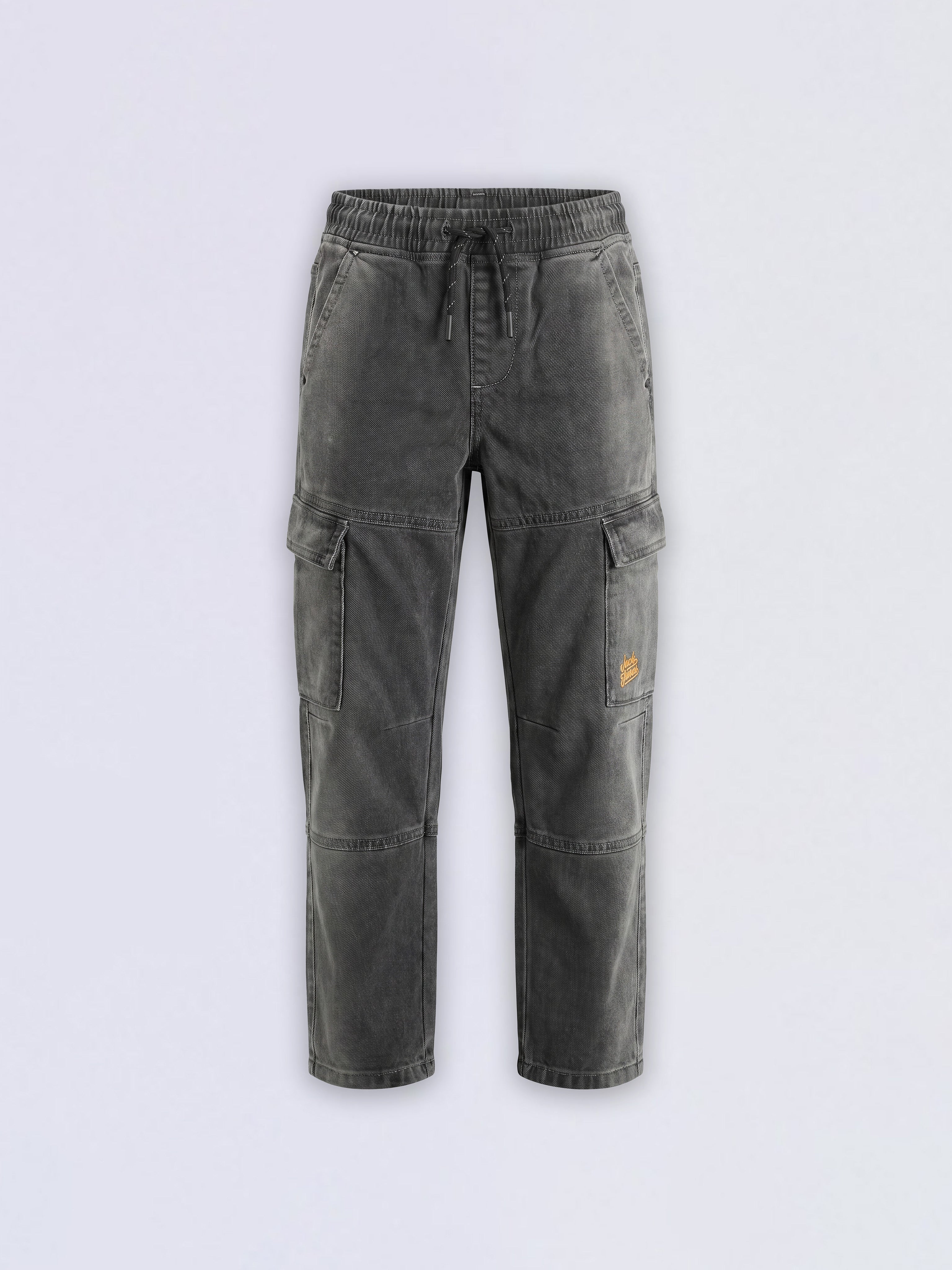 Boys Grey Drawstring Cargo Jeans