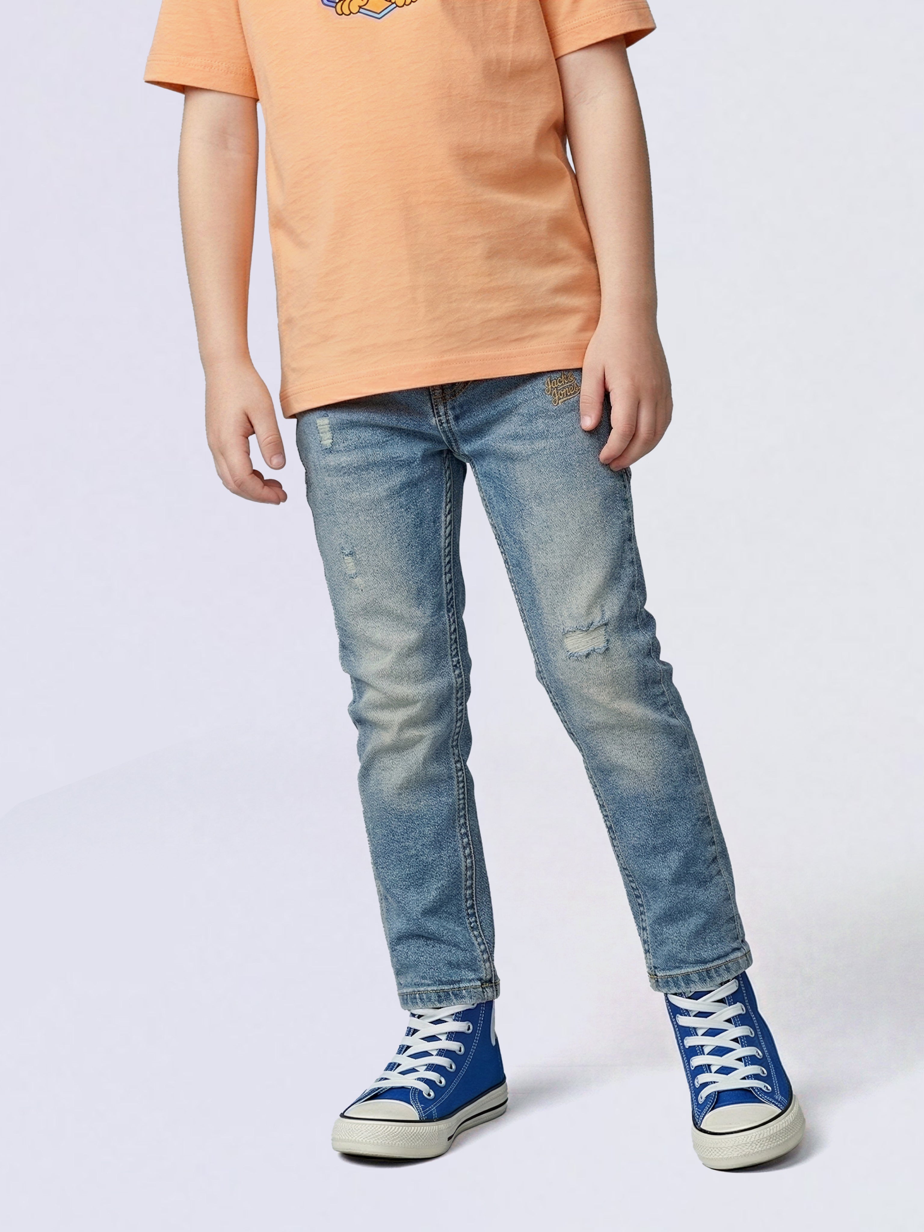 Boys Blue Mildly Distressed Regular Fit Jeans