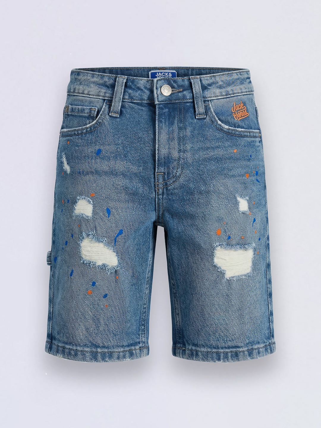 Boys Light Blue Distressed Denim Shorts