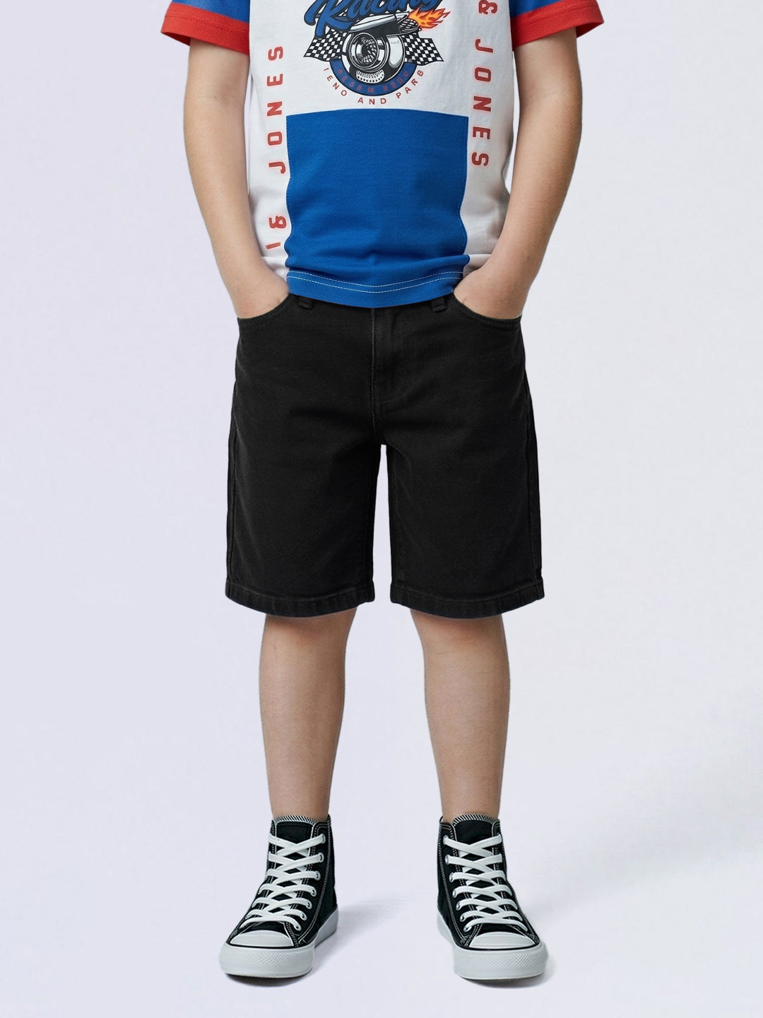 Boys Black 5 Pocket Denim Shorts