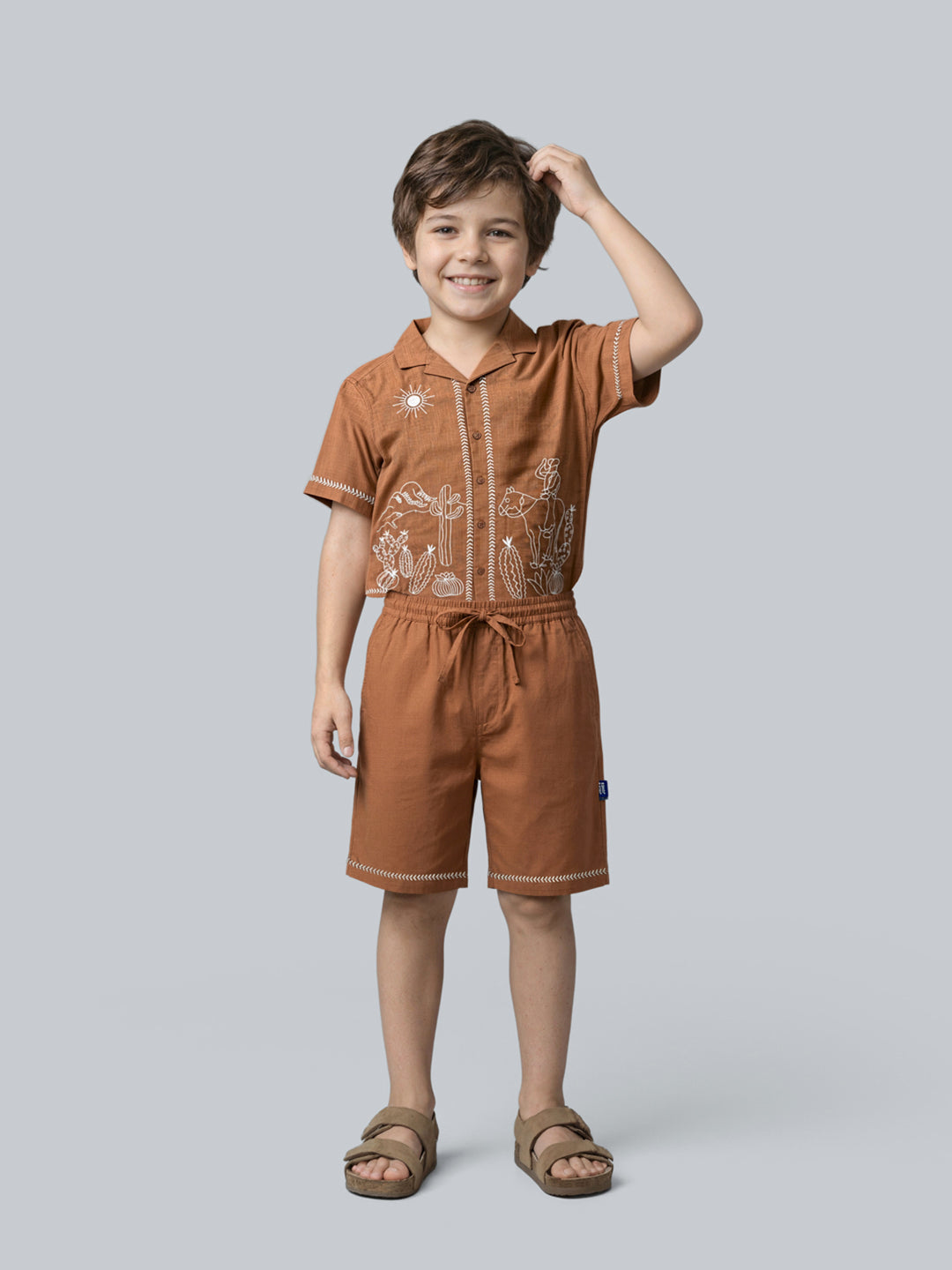 Boys Embroidered Cotton Shorts
