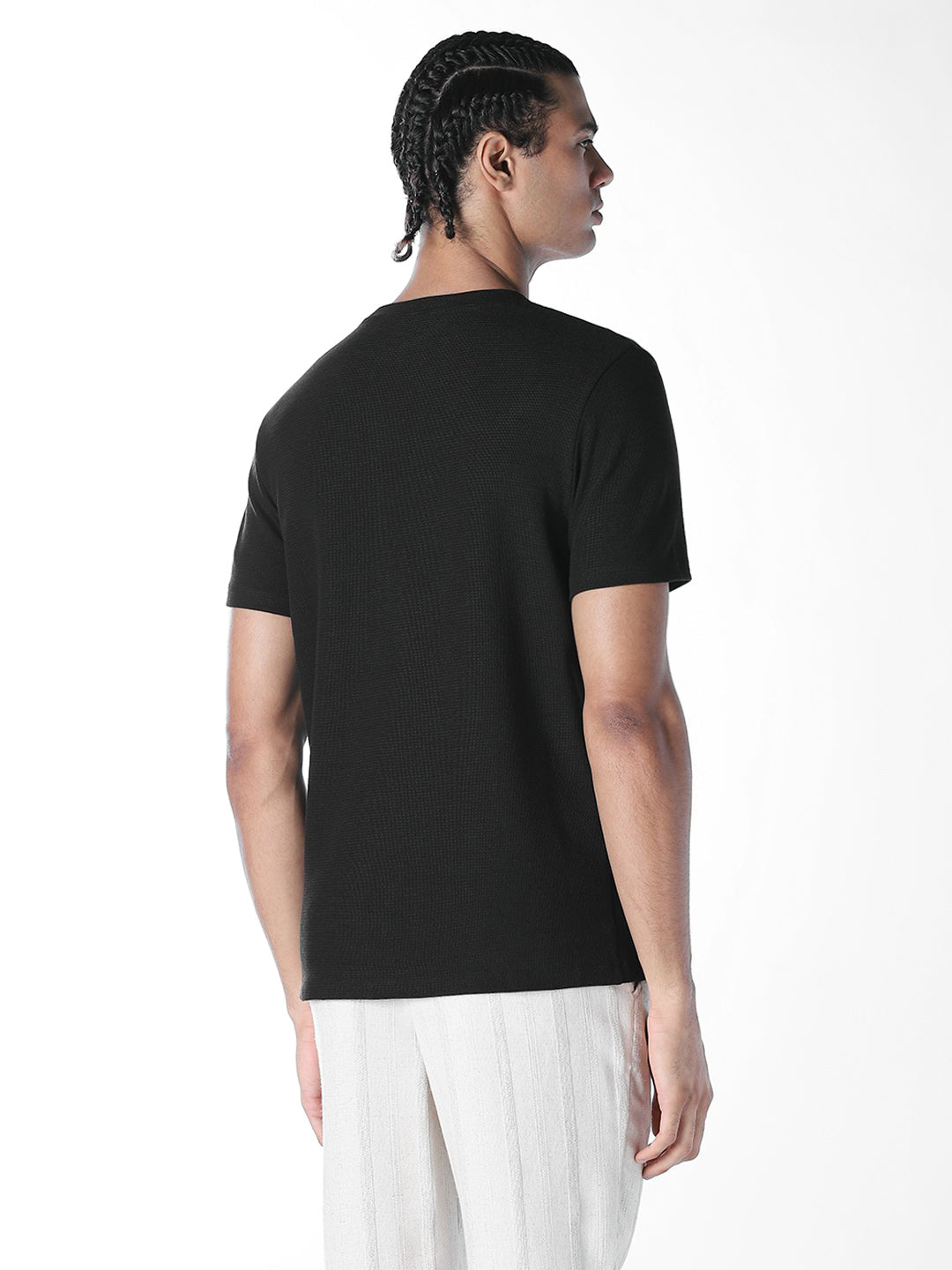 Crochet Pocket Crew Neck T-shirt