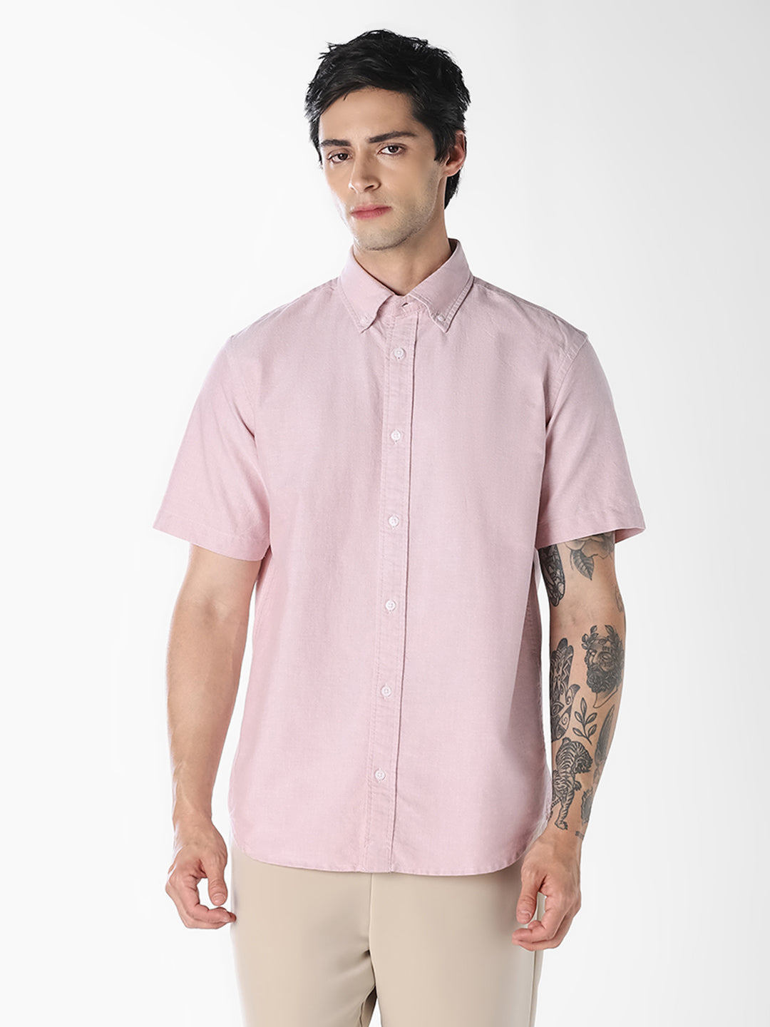 Pink Oxford Weave Shirt