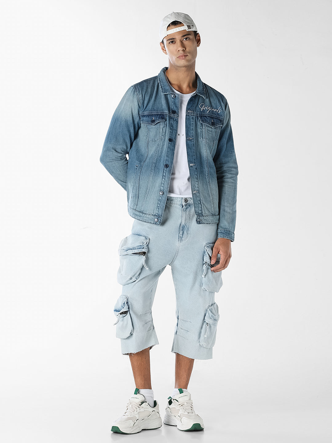 Blue Printed Denim Jacket