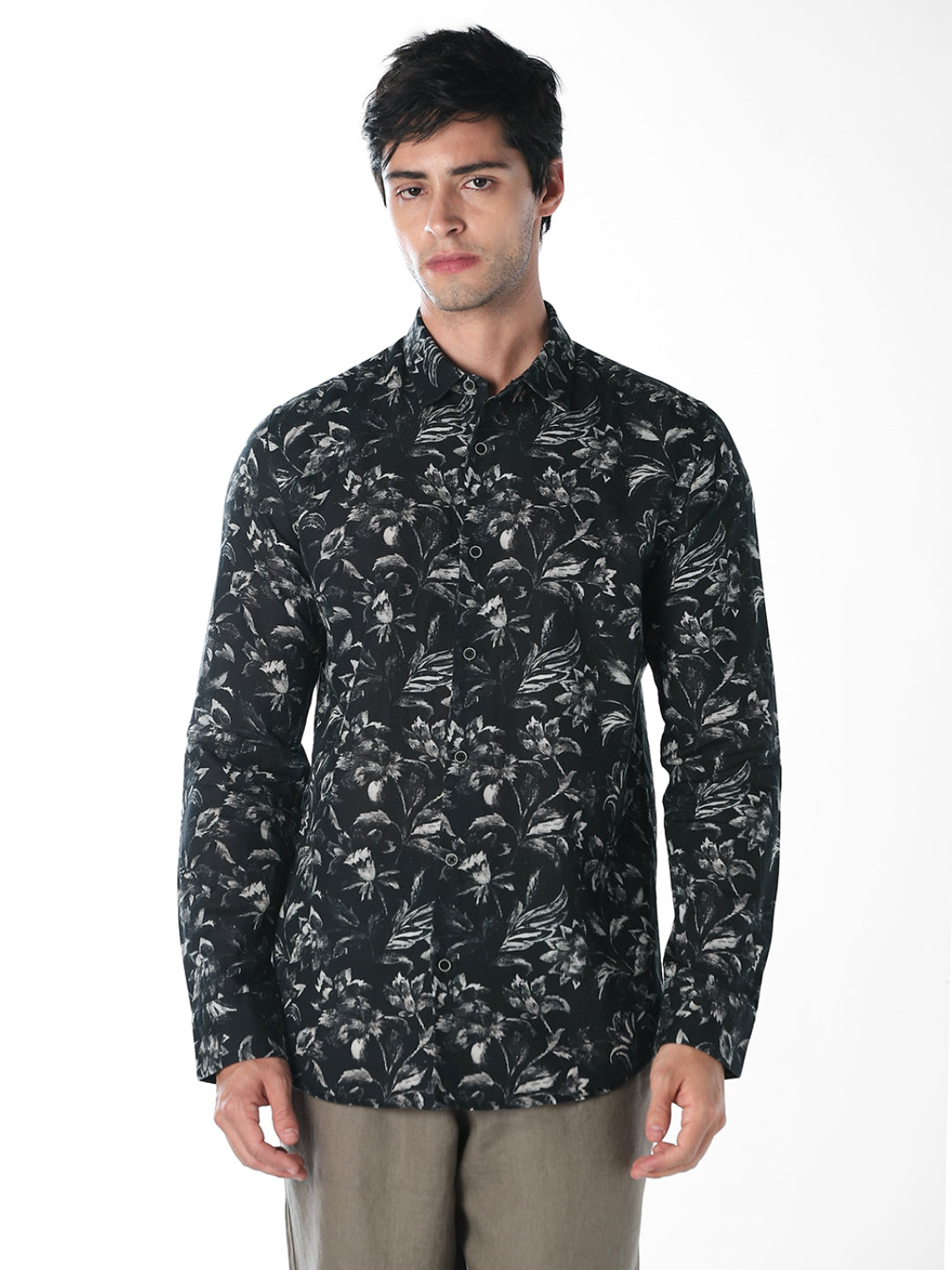 Black Floral Printed Shirt