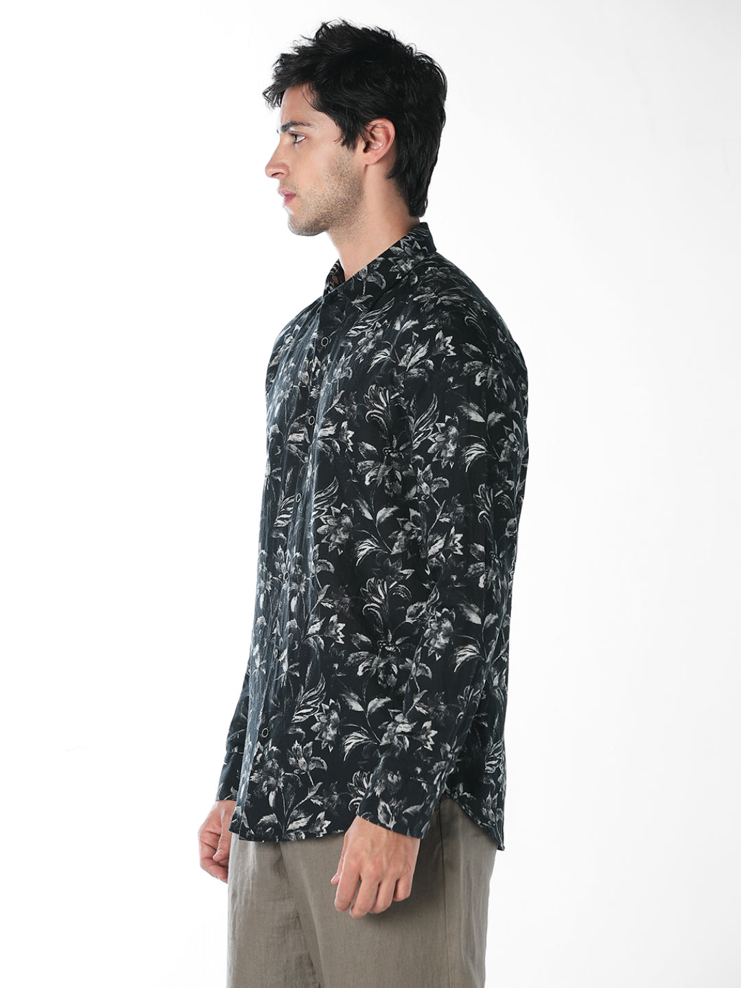 Black Floral Printed Shirt