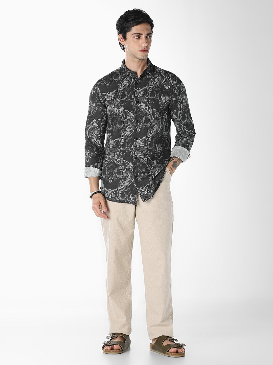 Black Printed Regular Fit Shirt