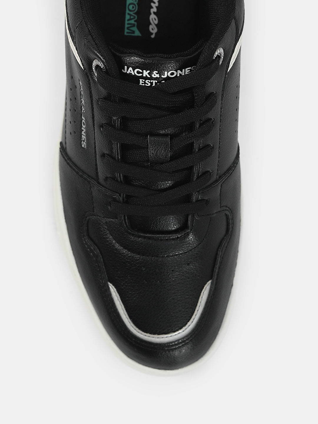 Black PU Lace-Up Sneakers