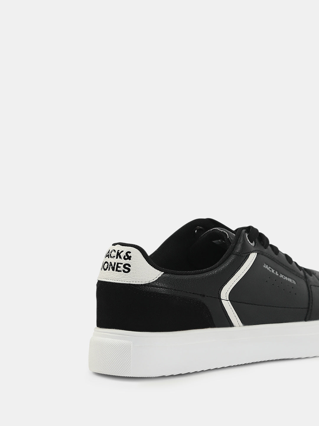 Black PU Lace-Up Sneakers