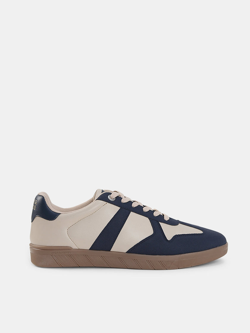 Navy Blue PU Lace Up Sneakers