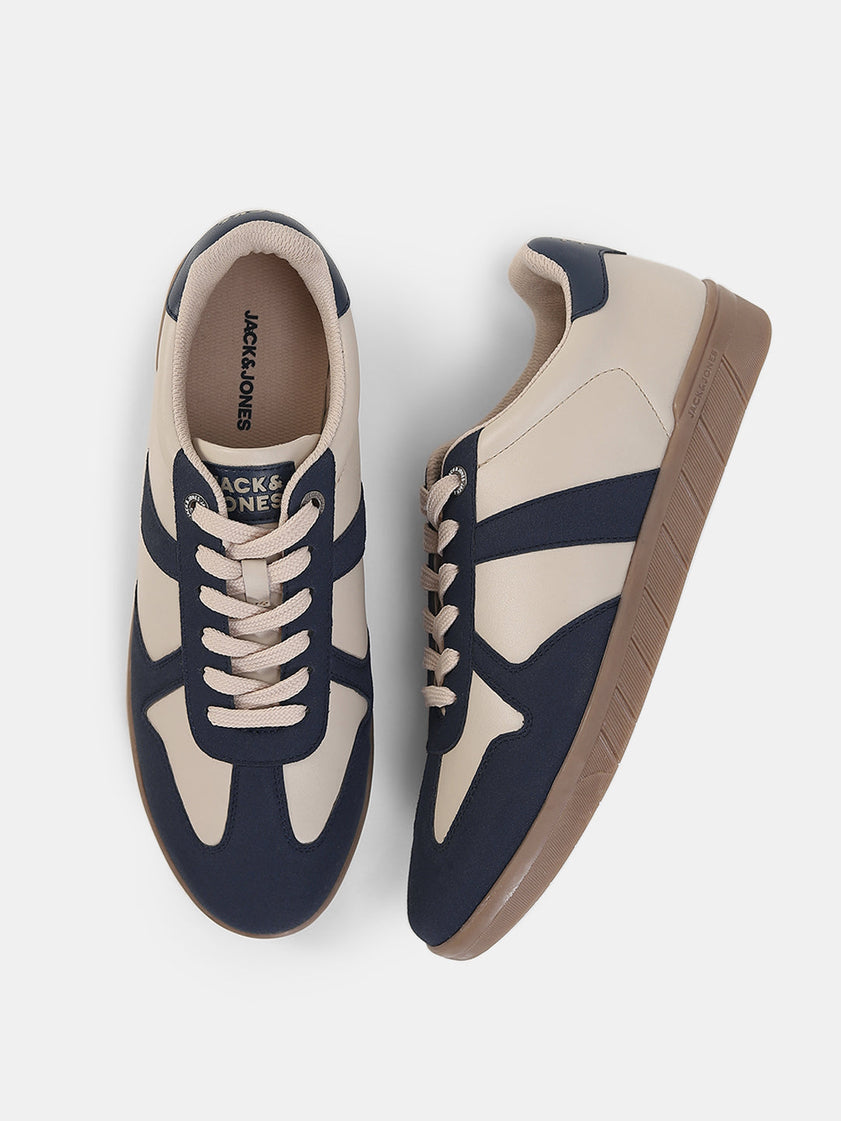 Navy Blue PU Lace Up Sneakers