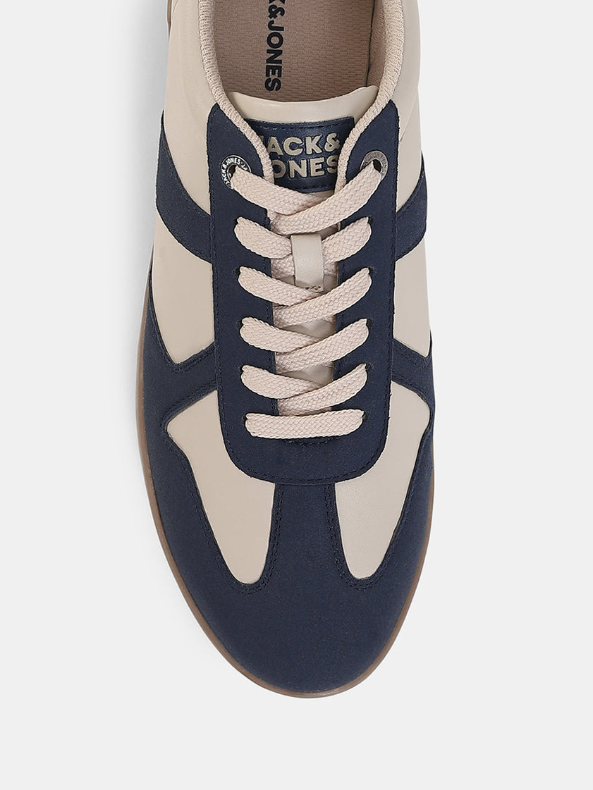 Navy Blue PU Lace Up Sneakers