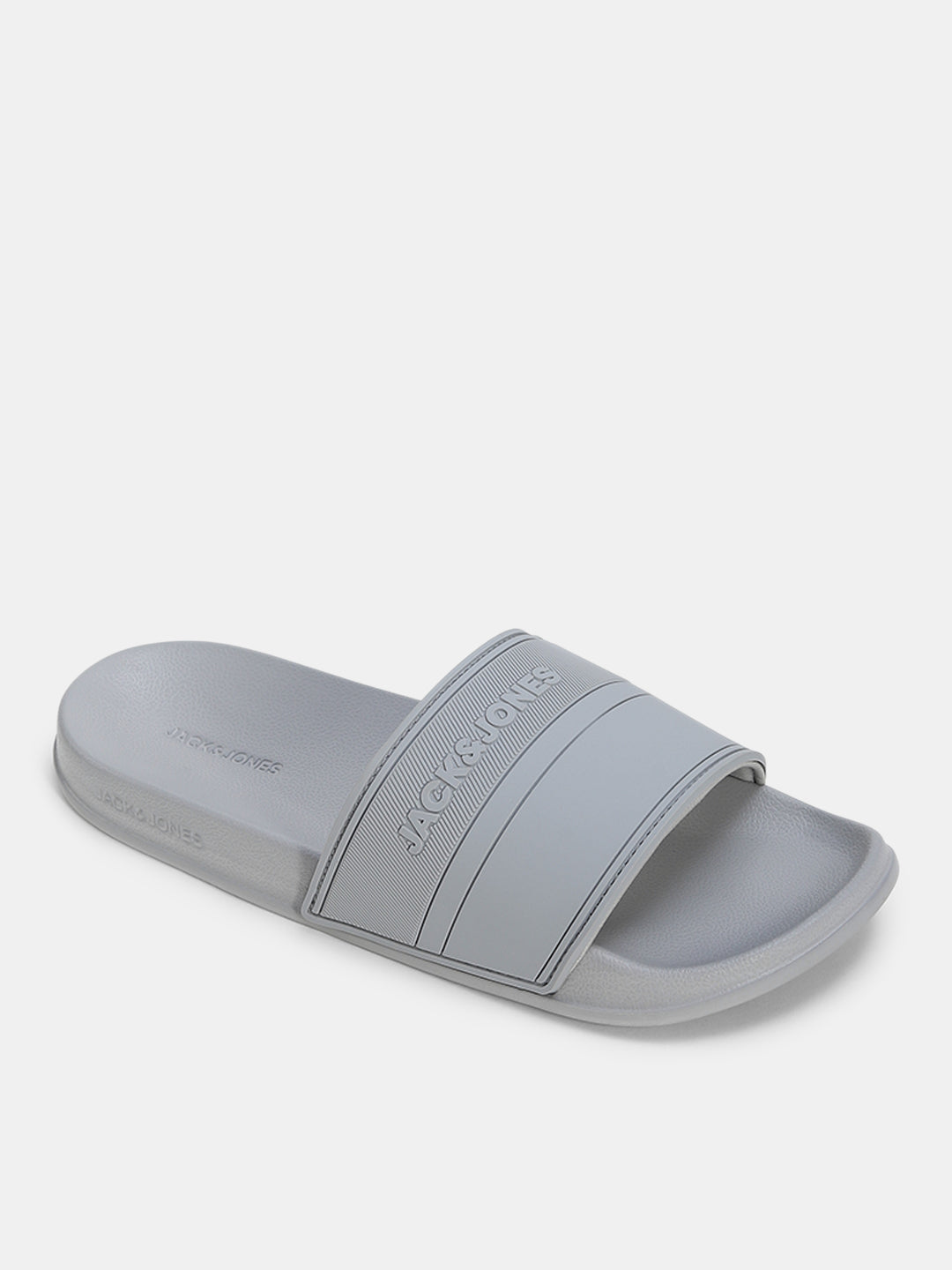 Grey Logo Print Pool Sliders