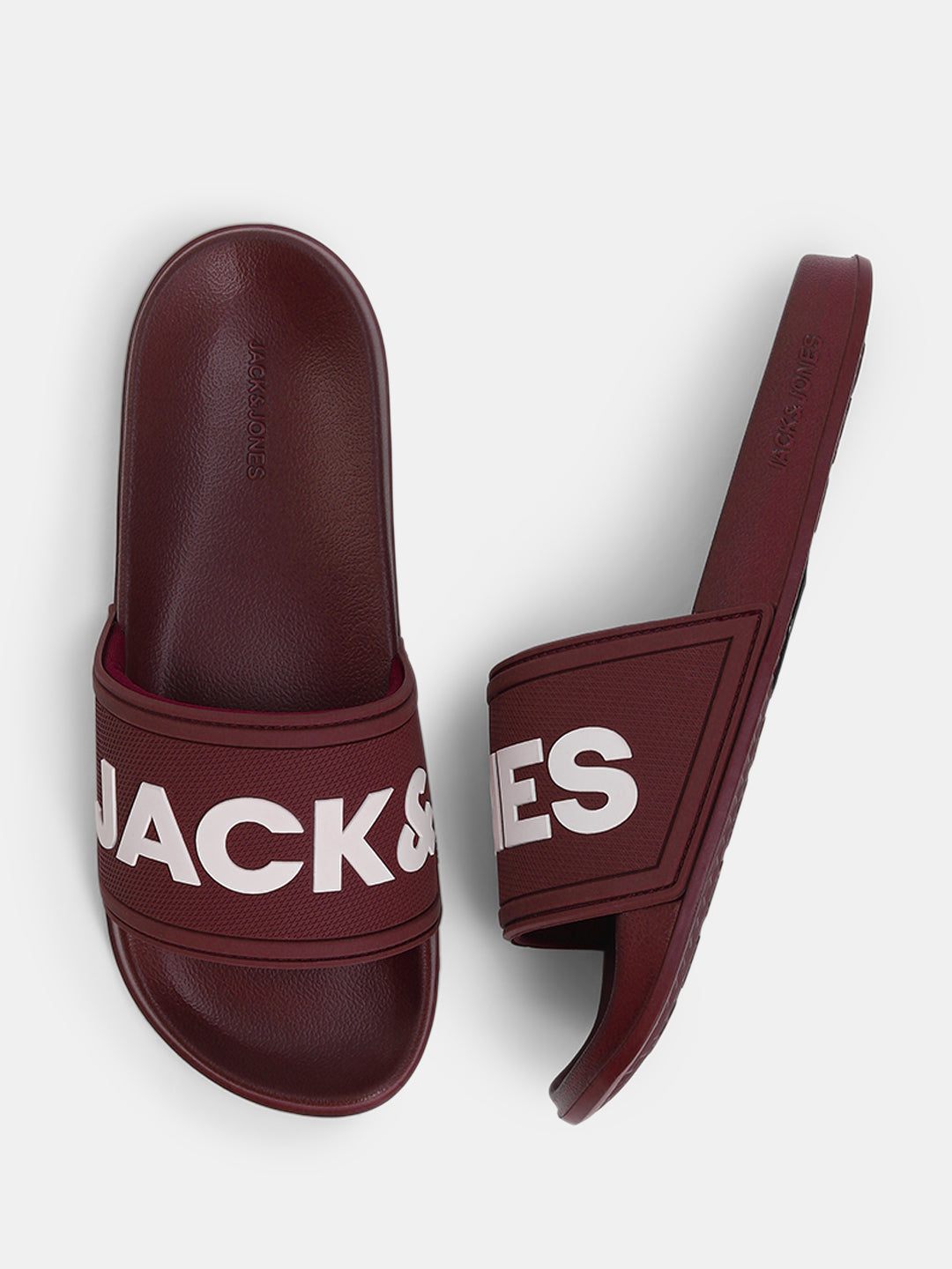 Dark Red Logo Print Pool Sliders
