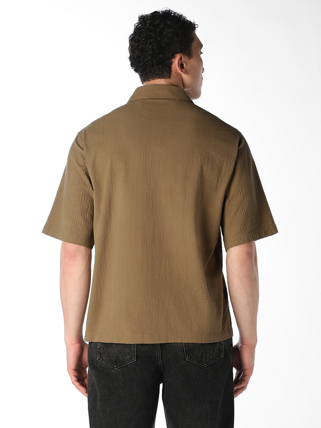 Brown Cotton Oversized Shirt