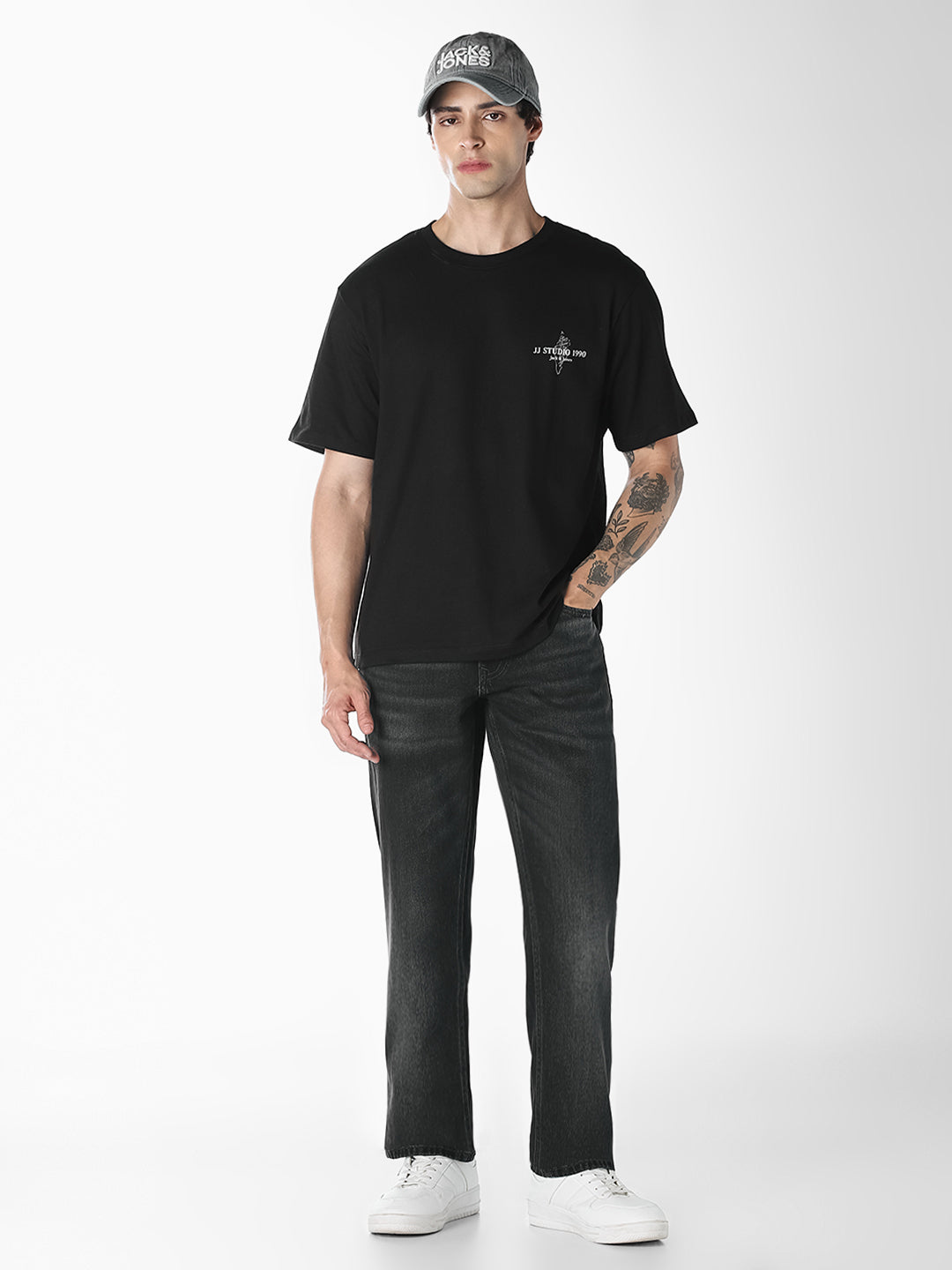 Men Straight Fit Low Rise Dark Blue Denim Jeans