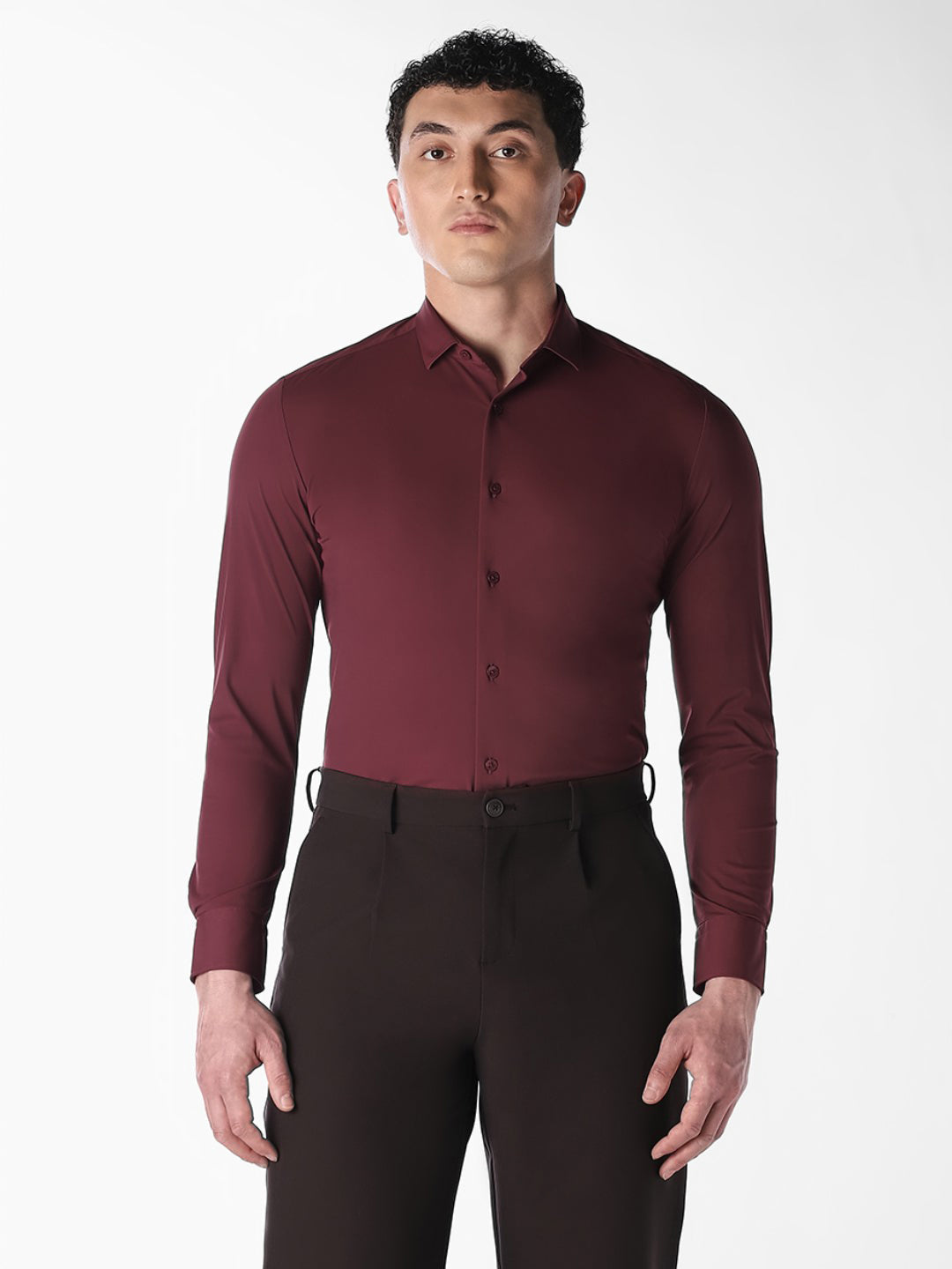 Maroon Stretch Slim Fit Shirt