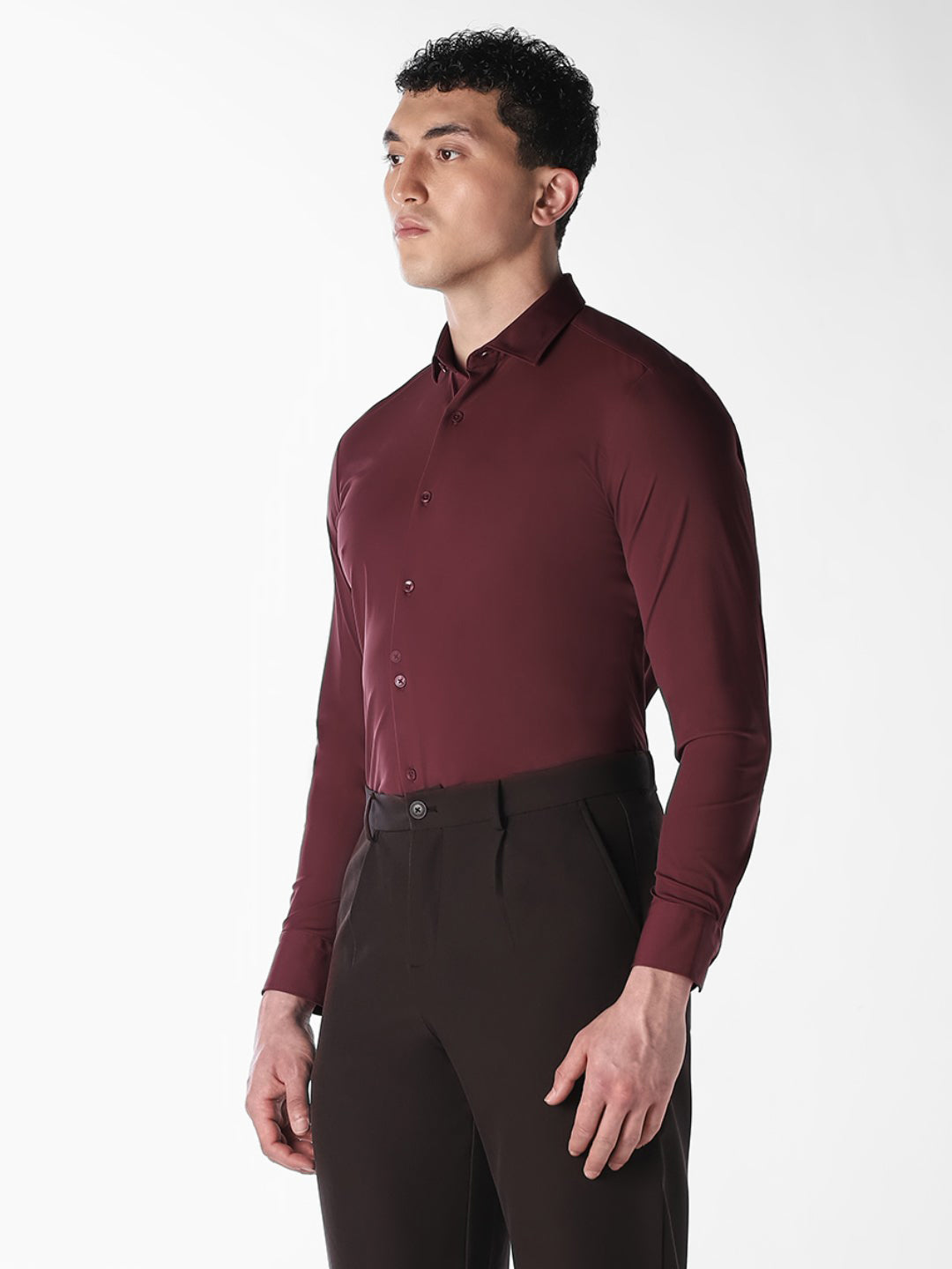 Maroon Stretch Slim Fit Shirt