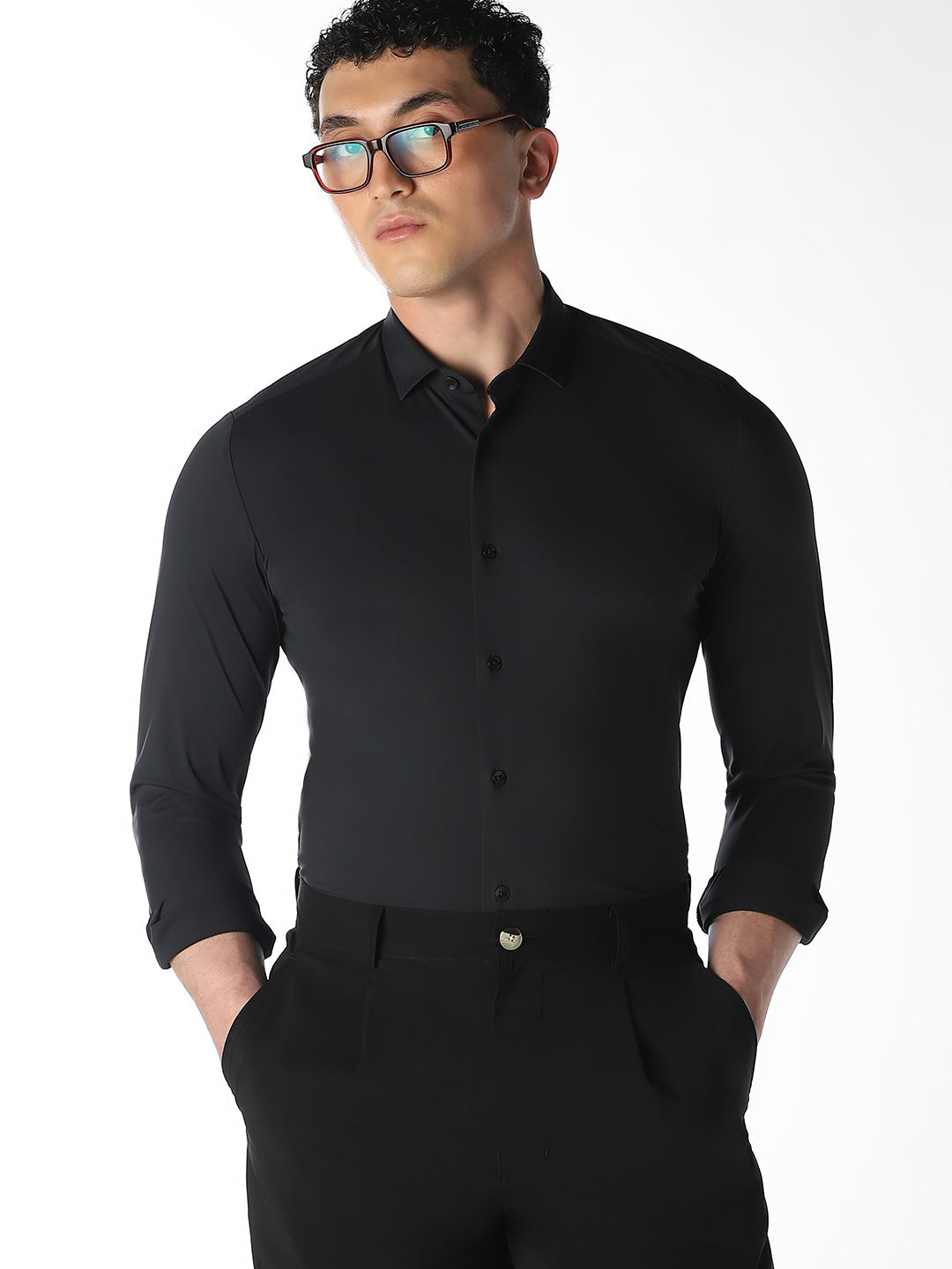 Black Stretch Slim Fit Shirt