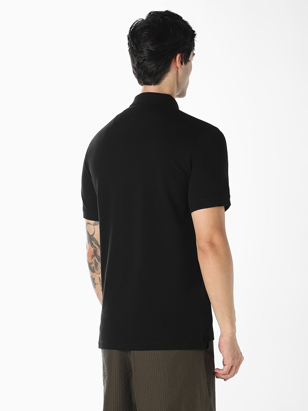 Black Organic Cotton Knitted Polo