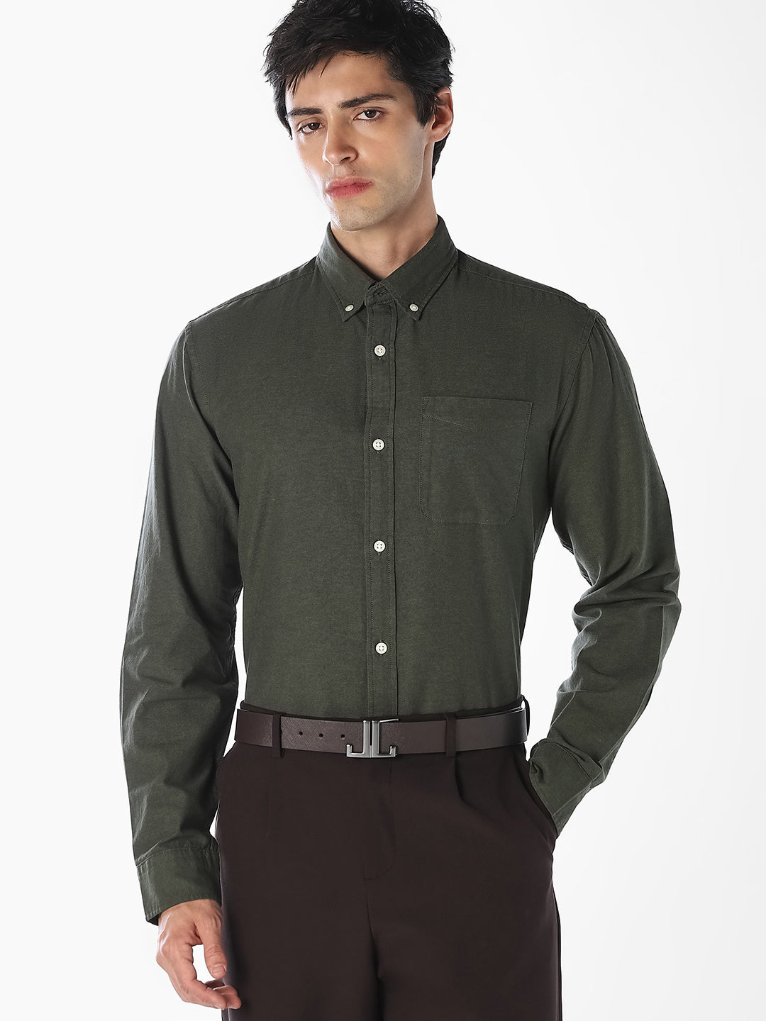 Green Organic Cotton Oxford Shirt